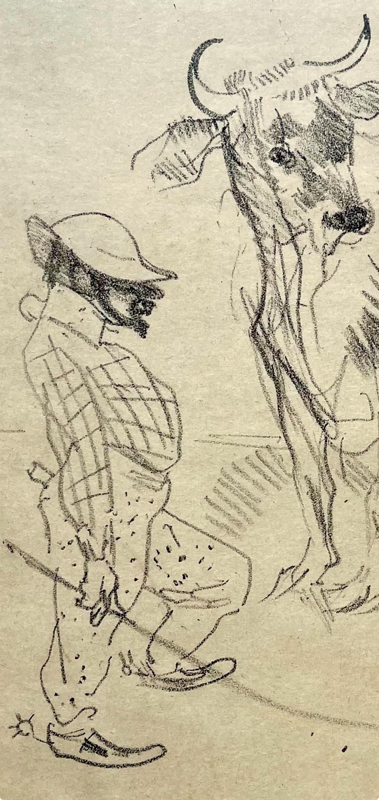 Toulouse-Lautrec, Composition, Derrière le miroir (d'après) - Beige Landscape Print par Henri de Toulouse-Lautrec