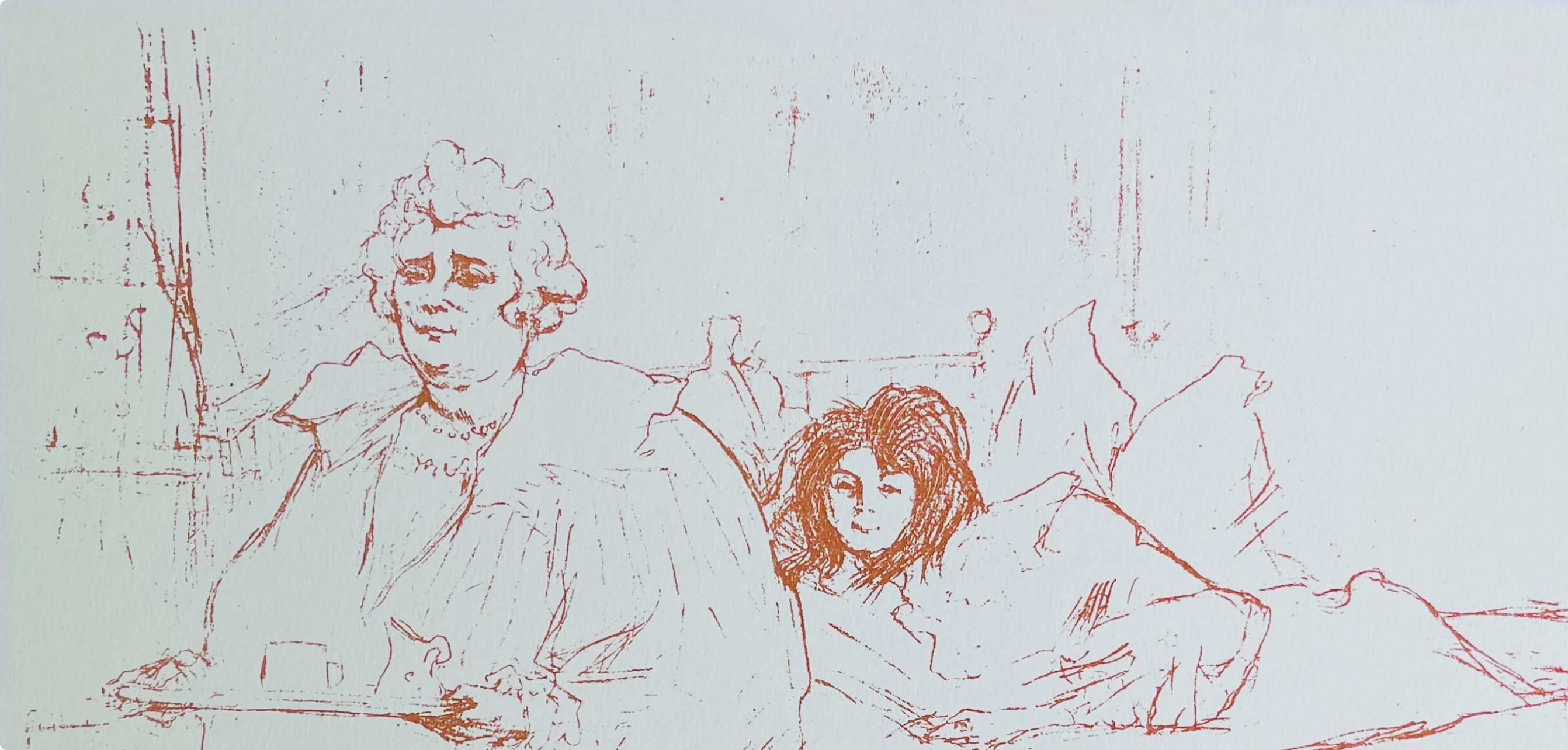 Toulouse-Lautrec, Composition, Femmes De Lautrec (after) - Gray Landscape Print by Henri de Toulouse-Lautrec
