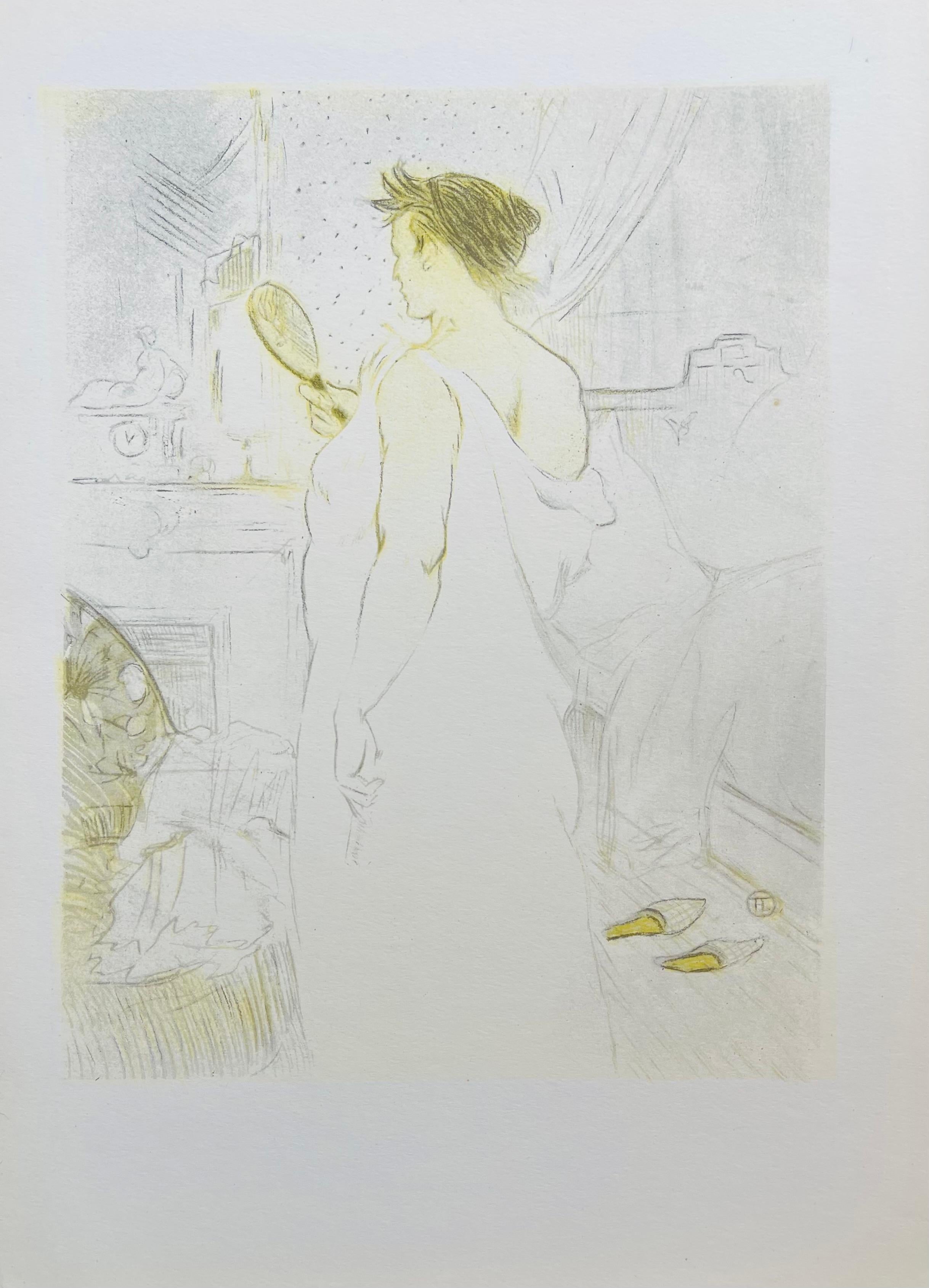 Support : Lithographie et pochoir sur papier vélin
Année : 1954
Taille du papier : 13,5 x 9,5 pouces
Inscription : Signée dans la plaque et non numérotée, telle qu'émise.
Notes : Extrait de l'in-folio Femmes de Lautrec, 21 Planches en Couleurs,