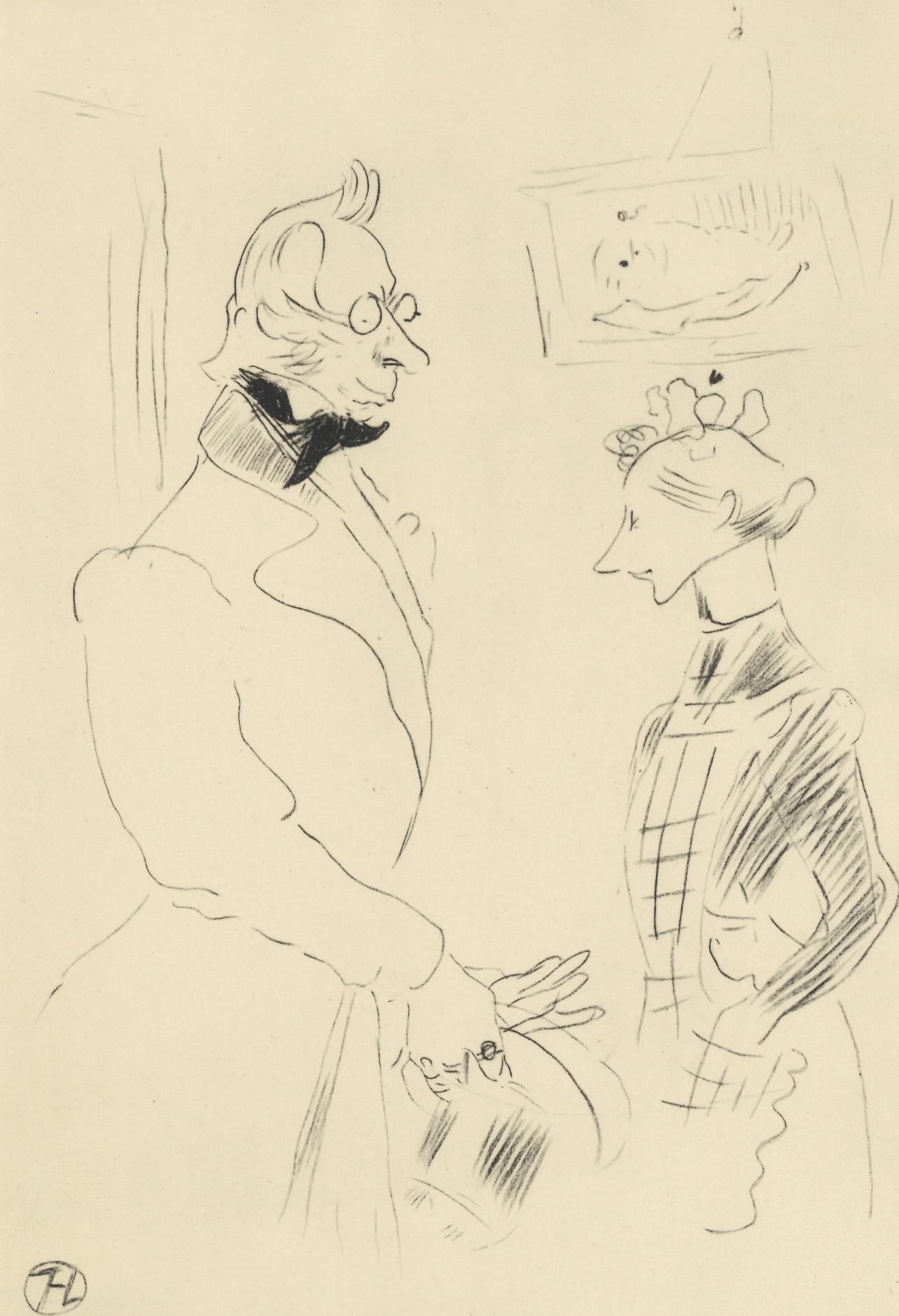 Lithograph on vélin paper. Paper size: 12.25 x 9.25 inches. Inscription: Signed in the plate and unnumbered, as issued. Notes: From the album, Henri de Toulouse-Lautrec, Dessinateur, 1948. Published by Quatre Chemins-Éditart, Paris, in collaboration