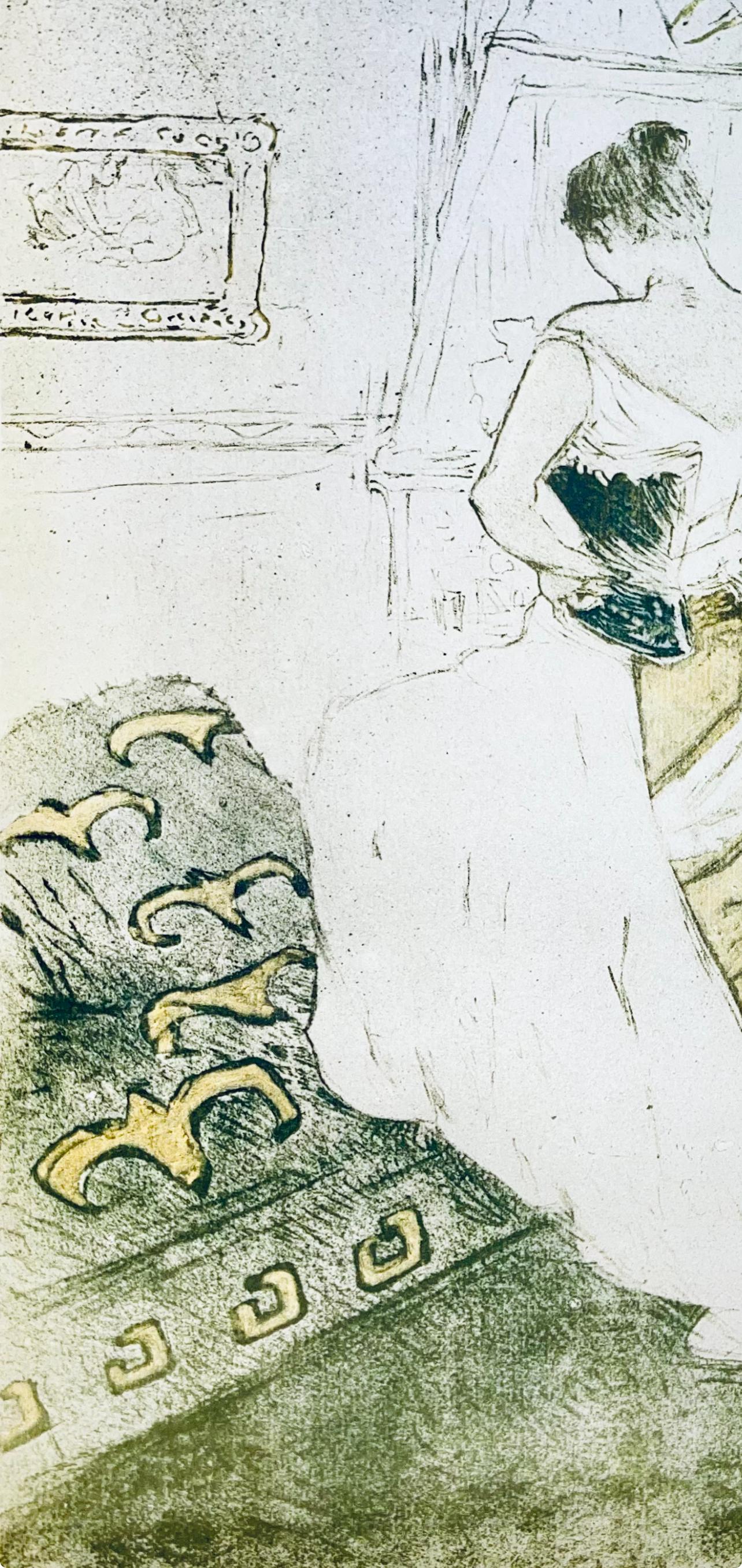 Medium: Lithographie und Schablone auf Vélin-Polifilo-Papier
Jahr: 1947
Papierformat: 13,78 x 10,24 Zoll
Beschriftung: In der Platte signiert und nicht nummeriert, wie ausgegeben
Anmerkungen: Aus dem Folio, Images de Lautrec, 21 Planches en