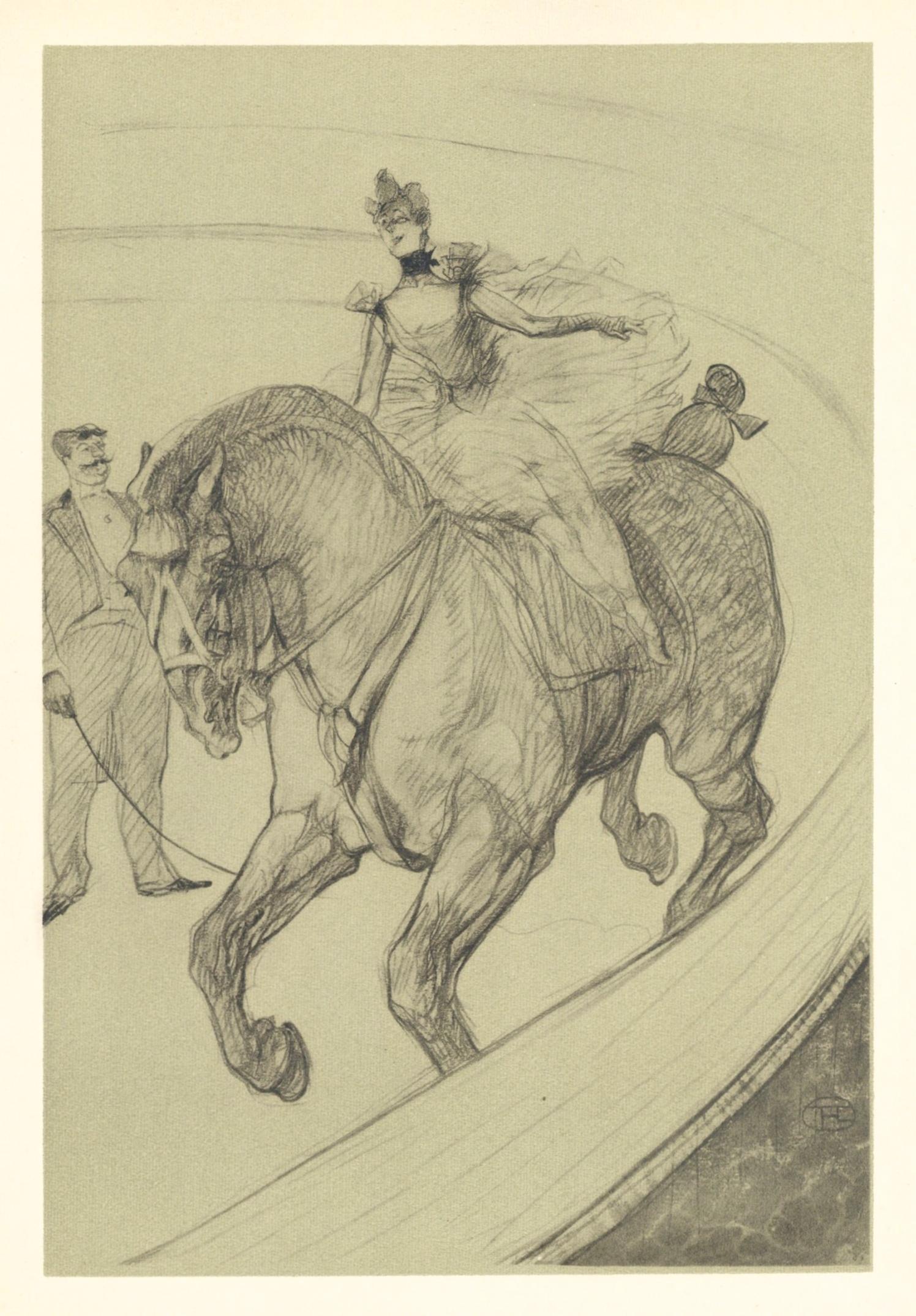 Toulouse-Lautrec, Composition, Le cirque de Toulouse-Lautrec (après) - Beige Figurative Print par Henri de Toulouse-Lautrec