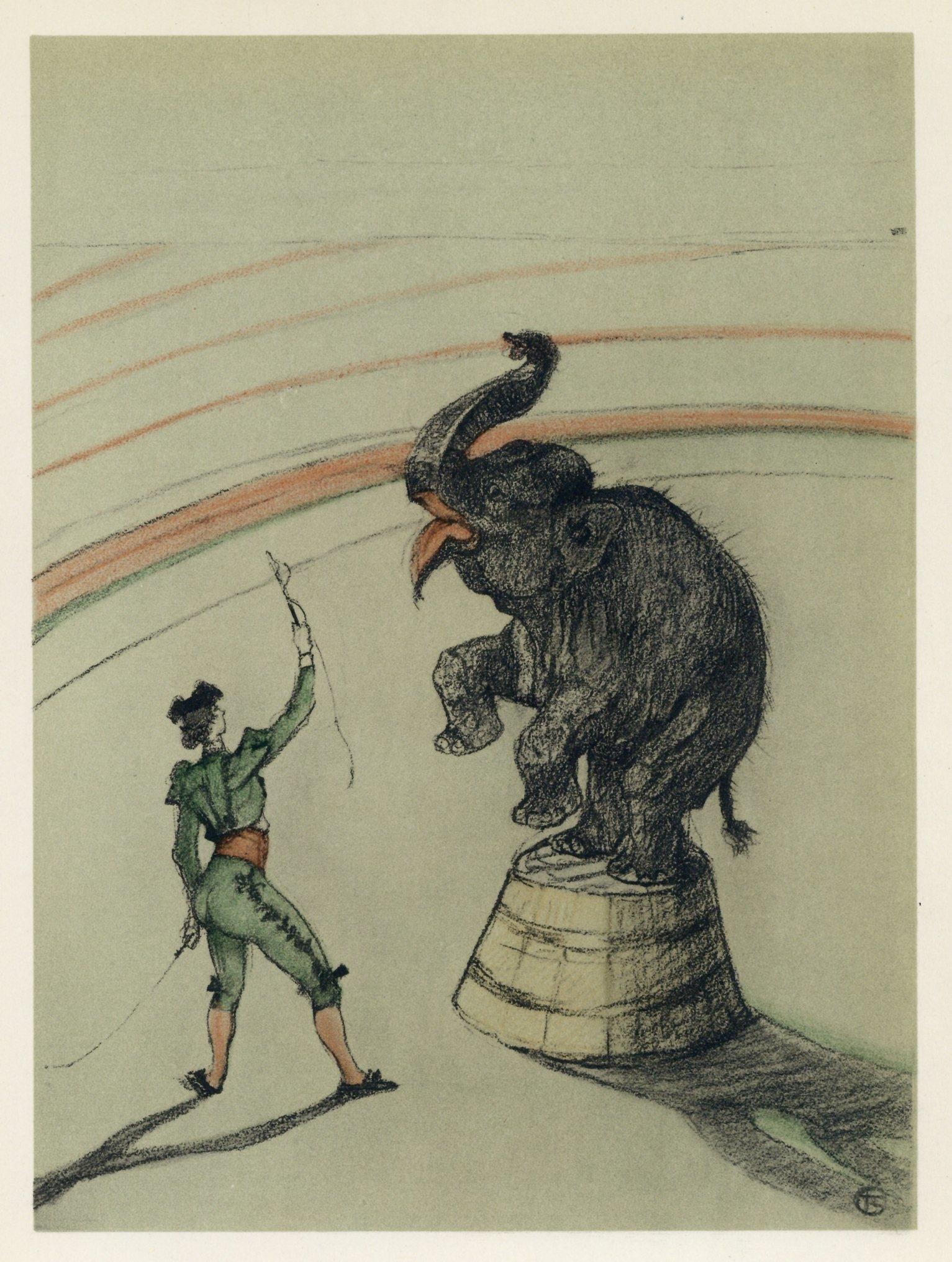 Medium: Lithograph on vélin paper
Year: 1952
Paper Size: 12.125 x 9.25 inches
Inscription: Signed in the plate and unnumbered, as issued
Notes: From the album, The Circus by Toulouse-Lautrec, 1952. Published the Paris Book Center, Inc., New York, in