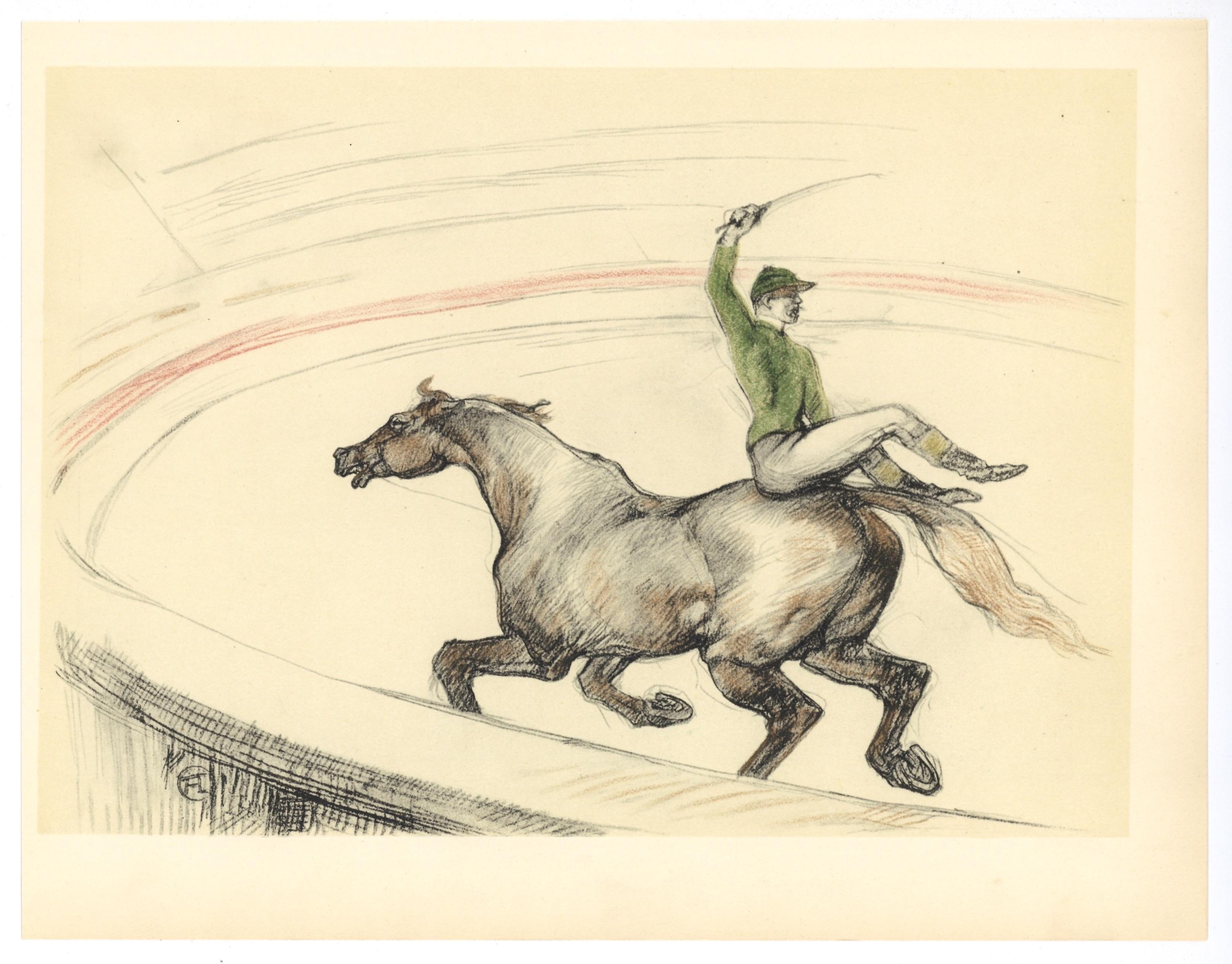 Medium: Lithograph on vélin paper
Year: 1952
Paper Size: 9.25 x 12.125 inches
Inscription: Signed in the plate and unnumbered, as issued
Notes: From the album, The Circus by Toulouse-Lautrec, 1952. Published the Paris Book Center, Inc., New York, in