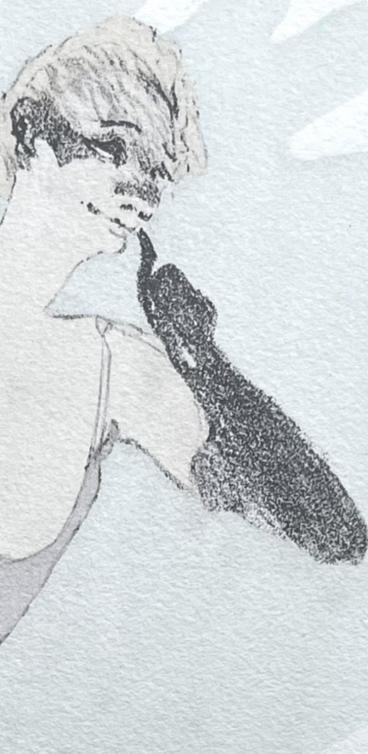 Toulouse-Lautrec, Composition, Yvette Guilbert vue de Toulouse-Lautrec (après) - Gris Figurative Print par Henri de Toulouse-Lautrec