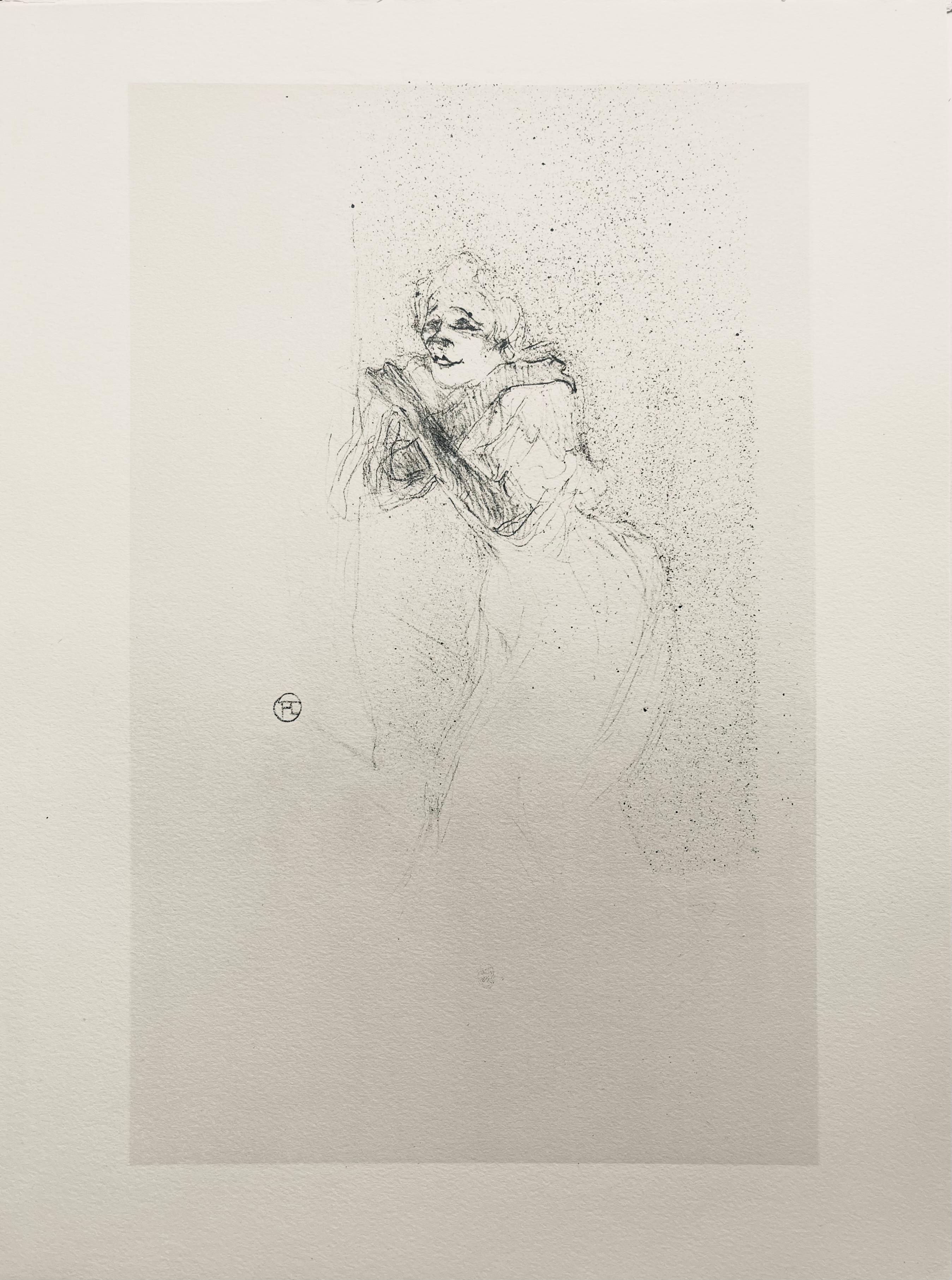 Toulouse-Lautrec, Composition, Yvette Guilbert vue par Toulouse-Lautrec (after) - Beige Landscape Print by Henri de Toulouse-Lautrec