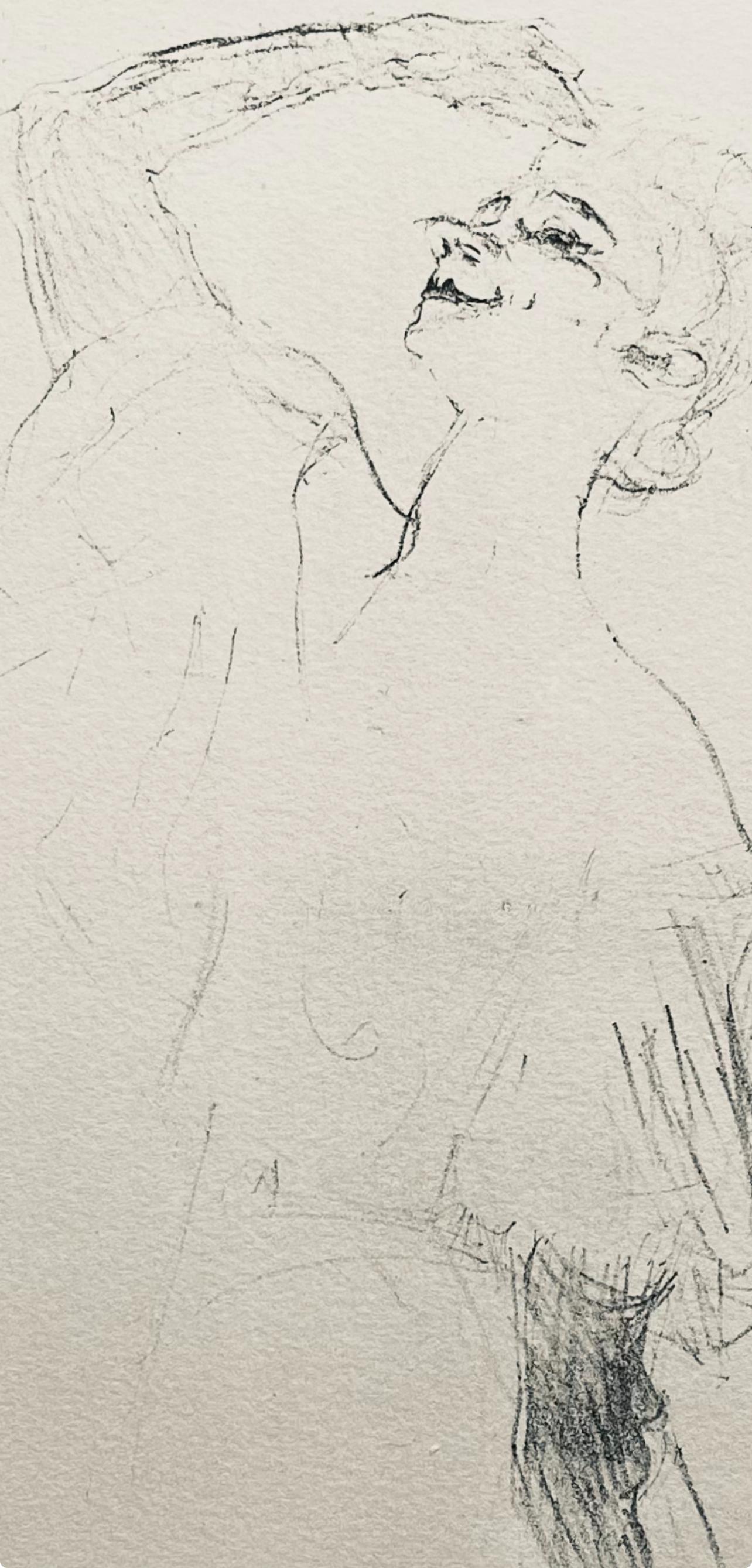 Toulouse-Lautrec, Composition, Yvette Guilbert vue par Toulouse-Lautrec (after) - Beige Figurative Print by Henri de Toulouse-Lautrec
