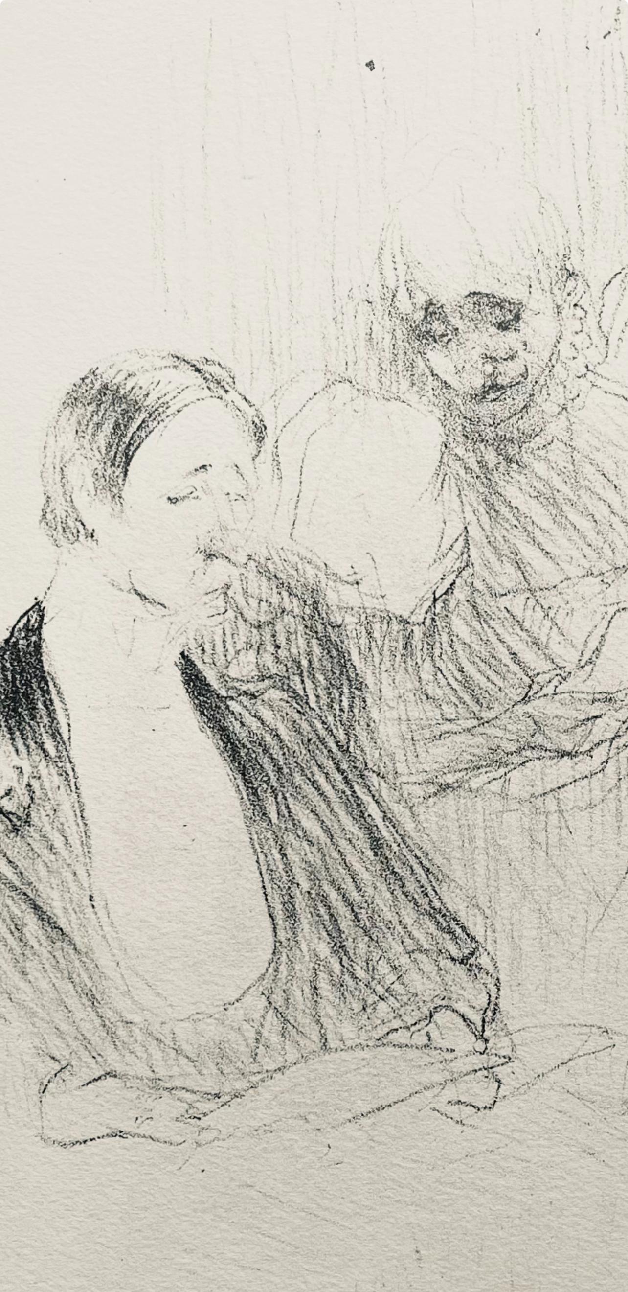 Toulouse-Lautrec, Composition, Yvette Guilbert vue par Toulouse-Lautrec (after) - Beige Landscape Print by Henri de Toulouse-Lautrec