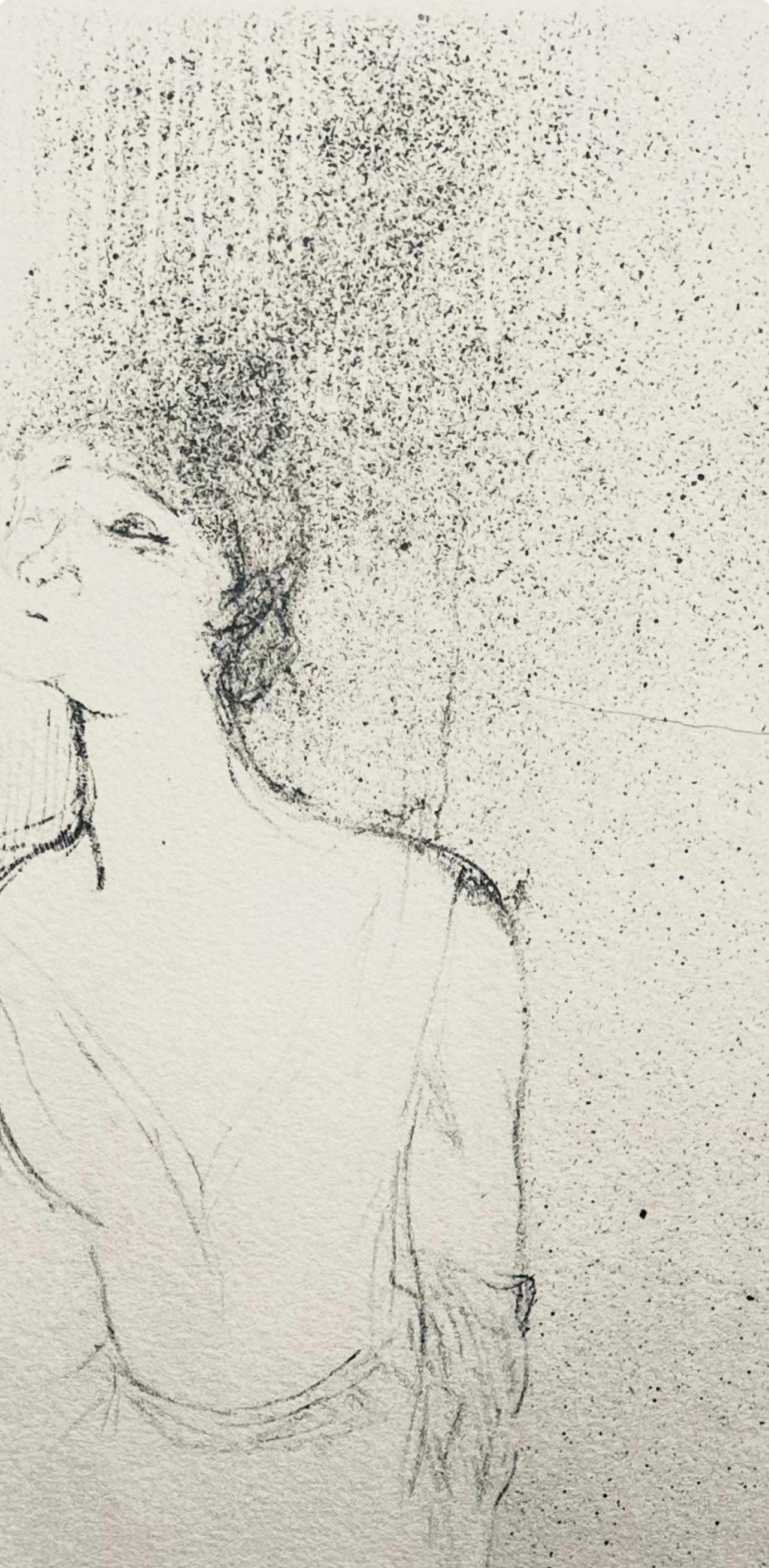 Toulouse-Lautrec, Composition, Yvette Guilbert vue par Toulouse-Lautrec (after) - Beige Figurative Print by Henri de Toulouse-Lautrec