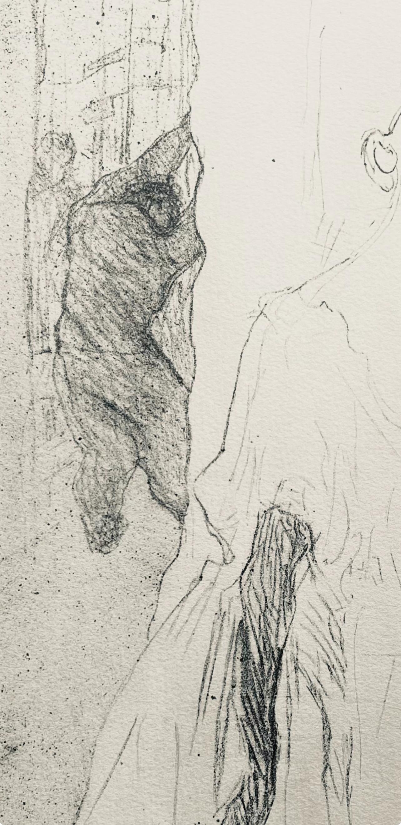 Toulouse-Lautrec, Composition, Yvette Guilbert vue de Toulouse-Lautrec (après) - Beige Landscape Print par Henri de Toulouse-Lautrec