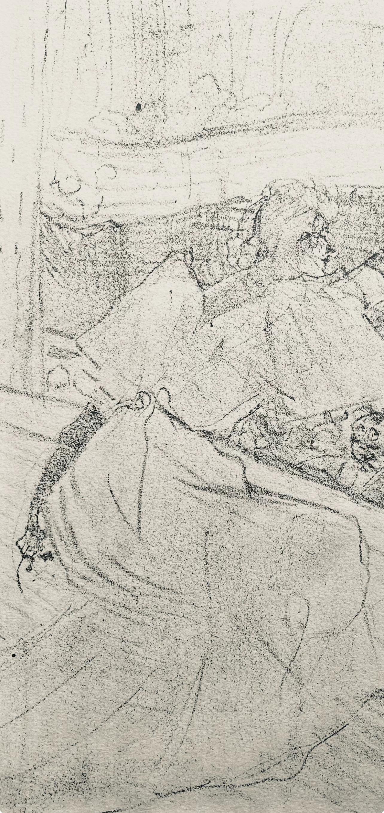 Toulouse-Lautrec, Composition, Yvette Guilbert vue de Toulouse-Lautrec (après) - Gris Landscape Print par Henri de Toulouse-Lautrec