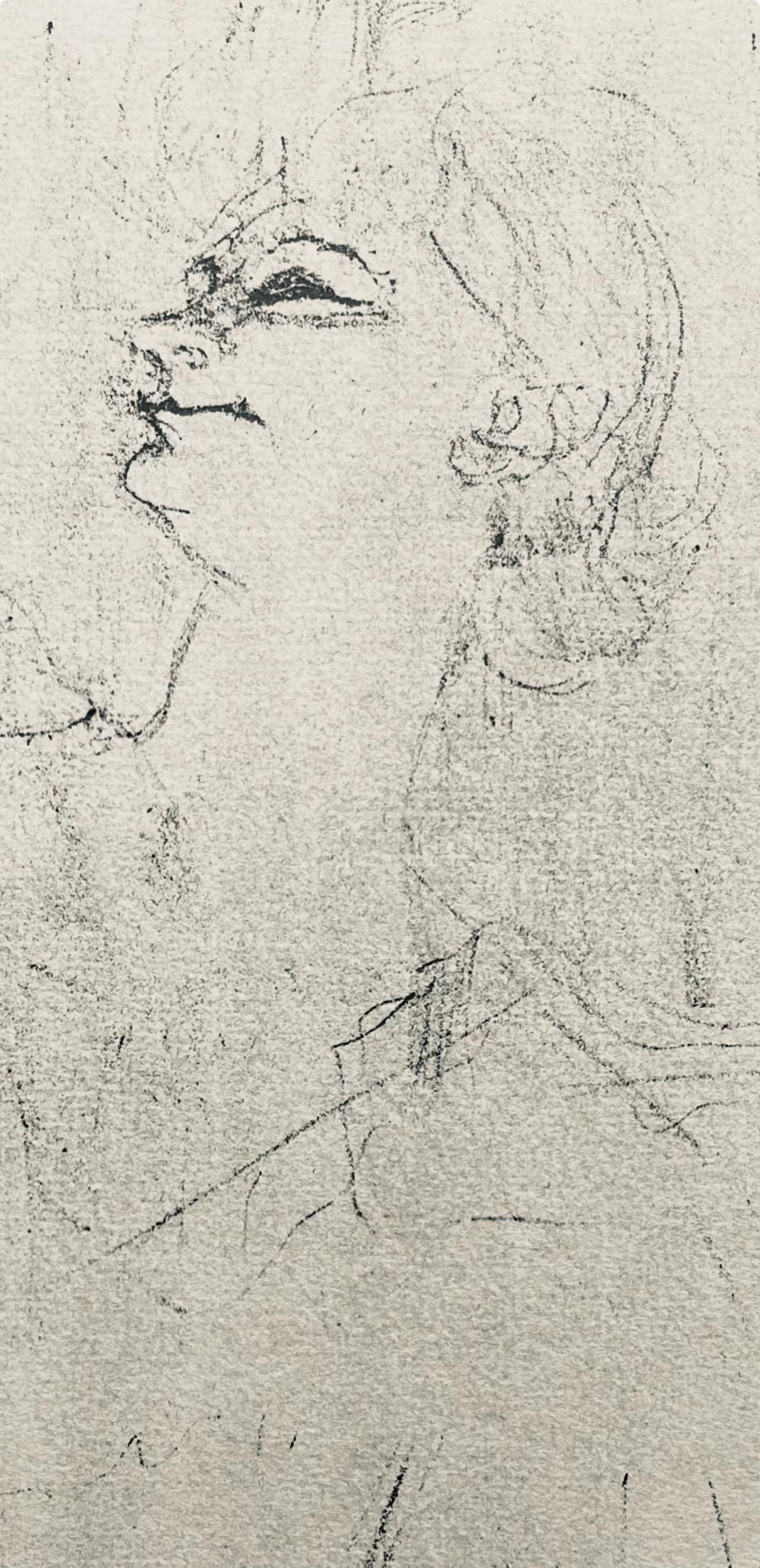 Toulouse-Lautrec, Composition, Yvette Guilbert vue par Toulouse-Lautrec (after) - Beige Landscape Print by Henri de Toulouse-Lautrec