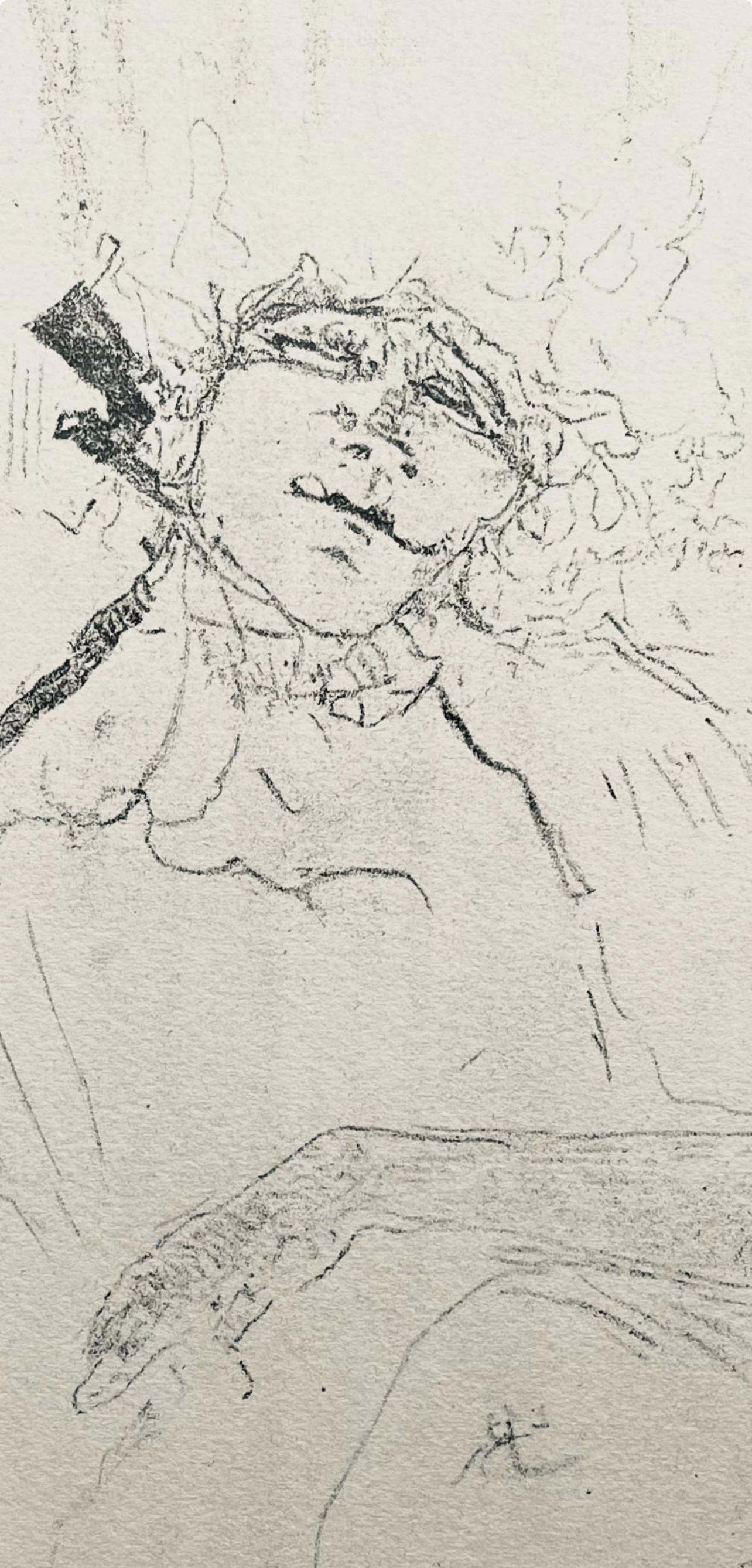 Toulouse-Lautrec, Composition, Yvette Guilbert vue par Toulouse-Lautrec (after) - Beige Landscape Print by Henri de Toulouse-Lautrec