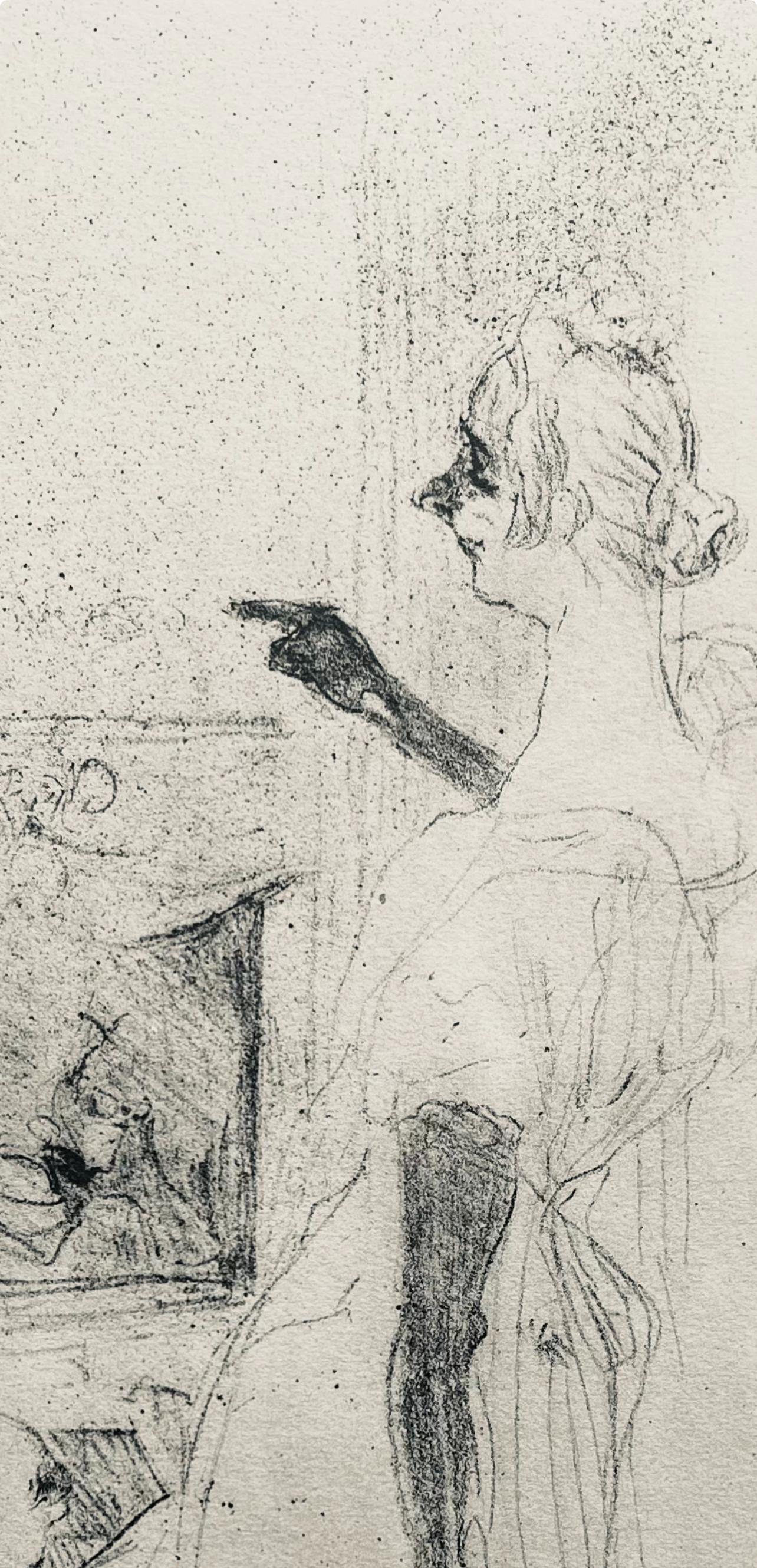 Lithograph and stencil on vélin Rives BFK paper.  Unsigned and unnumbered, as issued. Good Condition; never framed or matted. Notes: From the folio, Yvette Guilbert vue par Toulouse-Lautrec, 1950. Published by Librairie Au Pont des Arts, Paris;