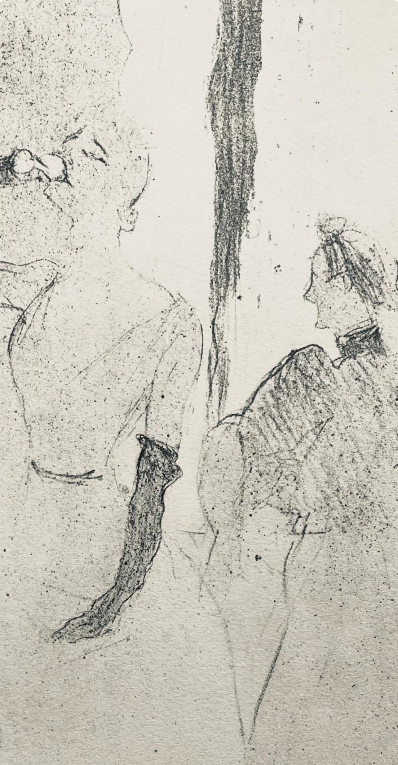 Lithographie et pochoir sur papier vélin Rives BFK.  Non signé et non numéroté, tel que publié. Bon état ; jamais encadré ni monté sur passe-partout. Notes : D'après l'in-folio, Yvette Guilbert vue par Toulouse-Lautrec, 1950. Publié par la Librairie