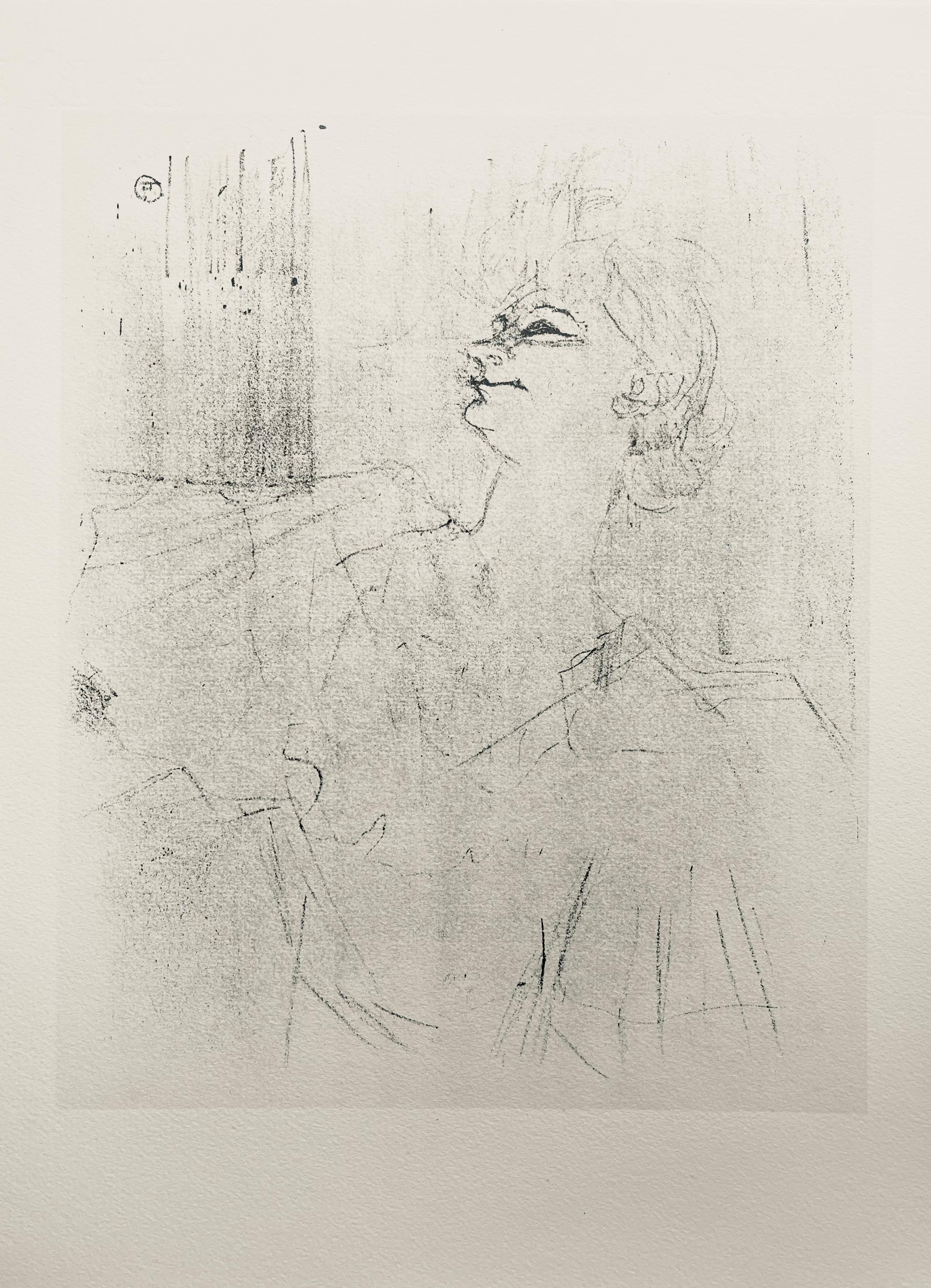 Lithograph and stencil on vélin Rives BFK paper.  Unsigned and unnumbered, as issued. Good Condition; never framed or matted. Notes: From the folio, Yvette Guilbert vue par Toulouse-Lautrec, 1950. Published by Librairie Au Pont des Arts, Paris;