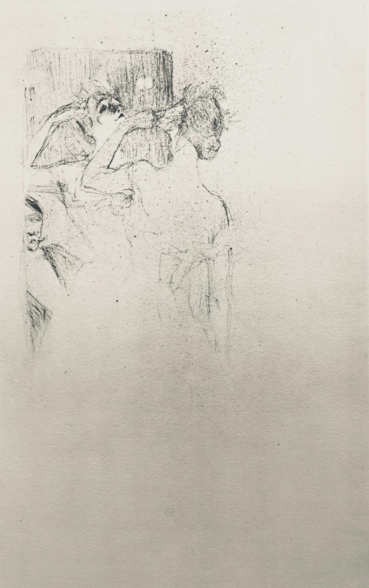 Henri de Toulouse-Lautrec Figurative Print - Toulouse-Lautrec, Composition, Yvette Guilbert vue par Toulouse-Lautrec (after)