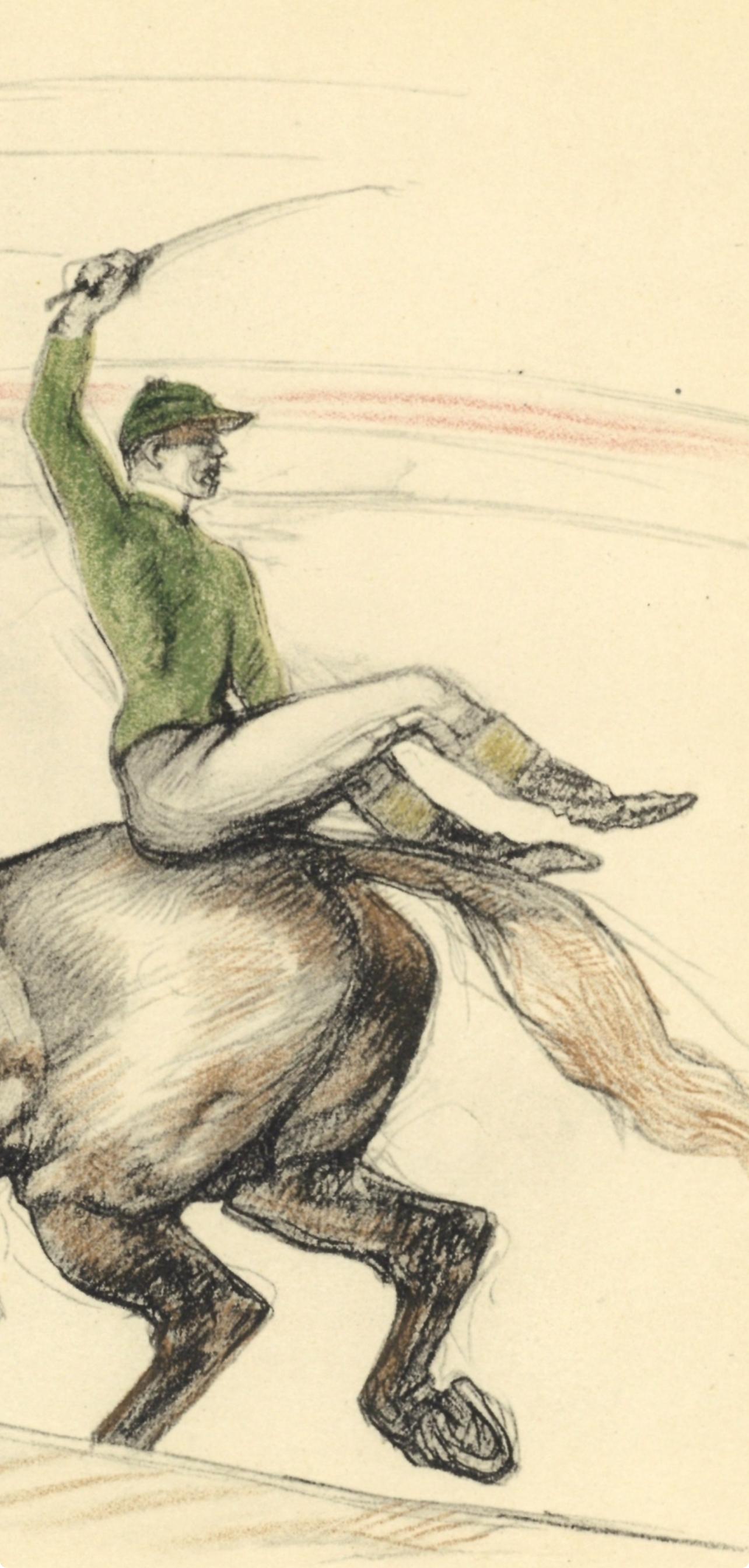 Lithograph on wove paper.  Unsigned and unnumbered, as issued. Good Condition; never framed or matted. Notes: From the volume, The Circus by Toulouse-Lautrec, 1952. Published the Paris Book Center, New York and André Sauret, Paris; printed by