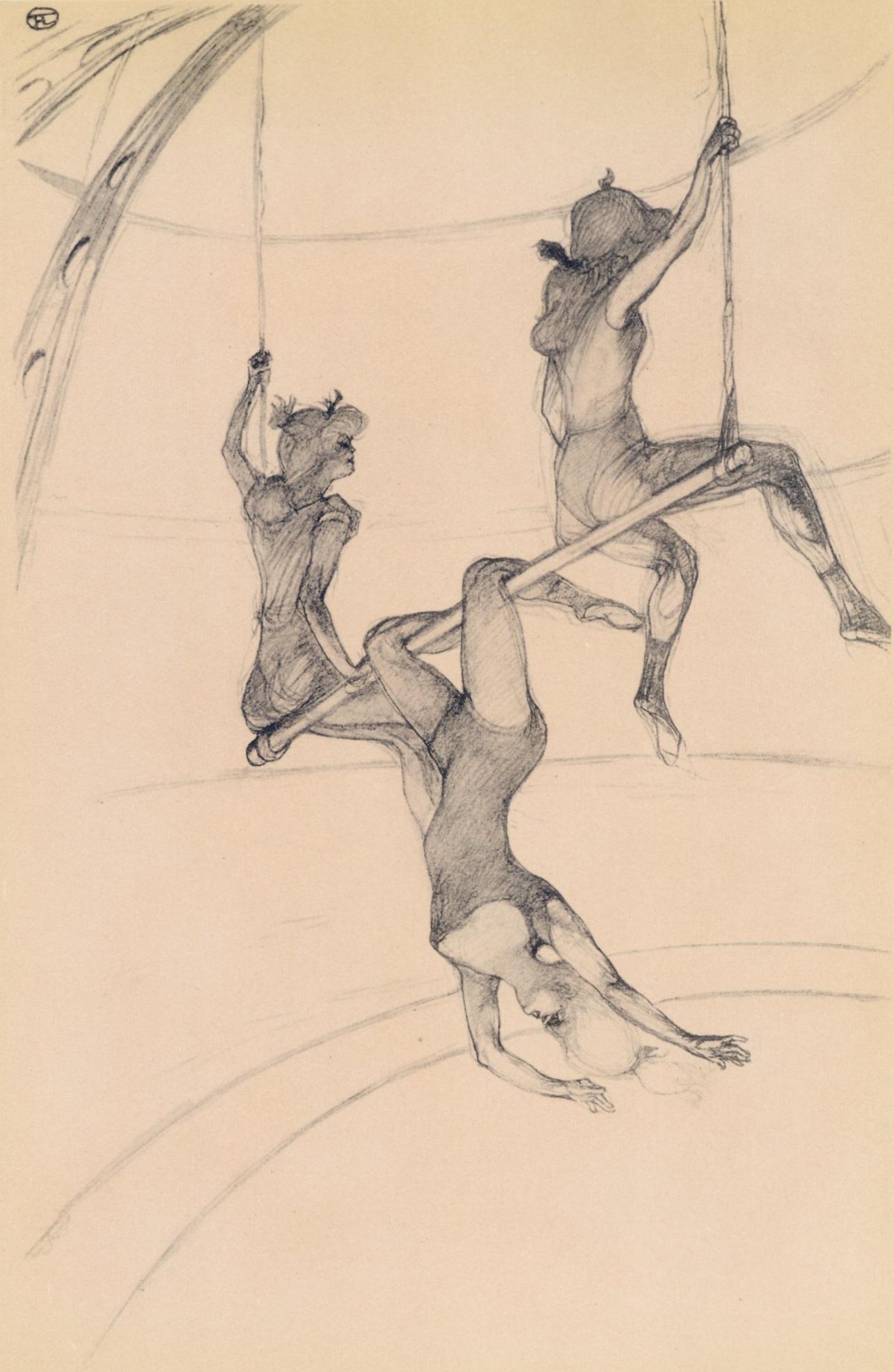 Henri de Toulouse-Lautrec Figurative Print - Toulouse-Lautrec, Le trapeze volant, The Circus by Toulouse-Lautrec (after)