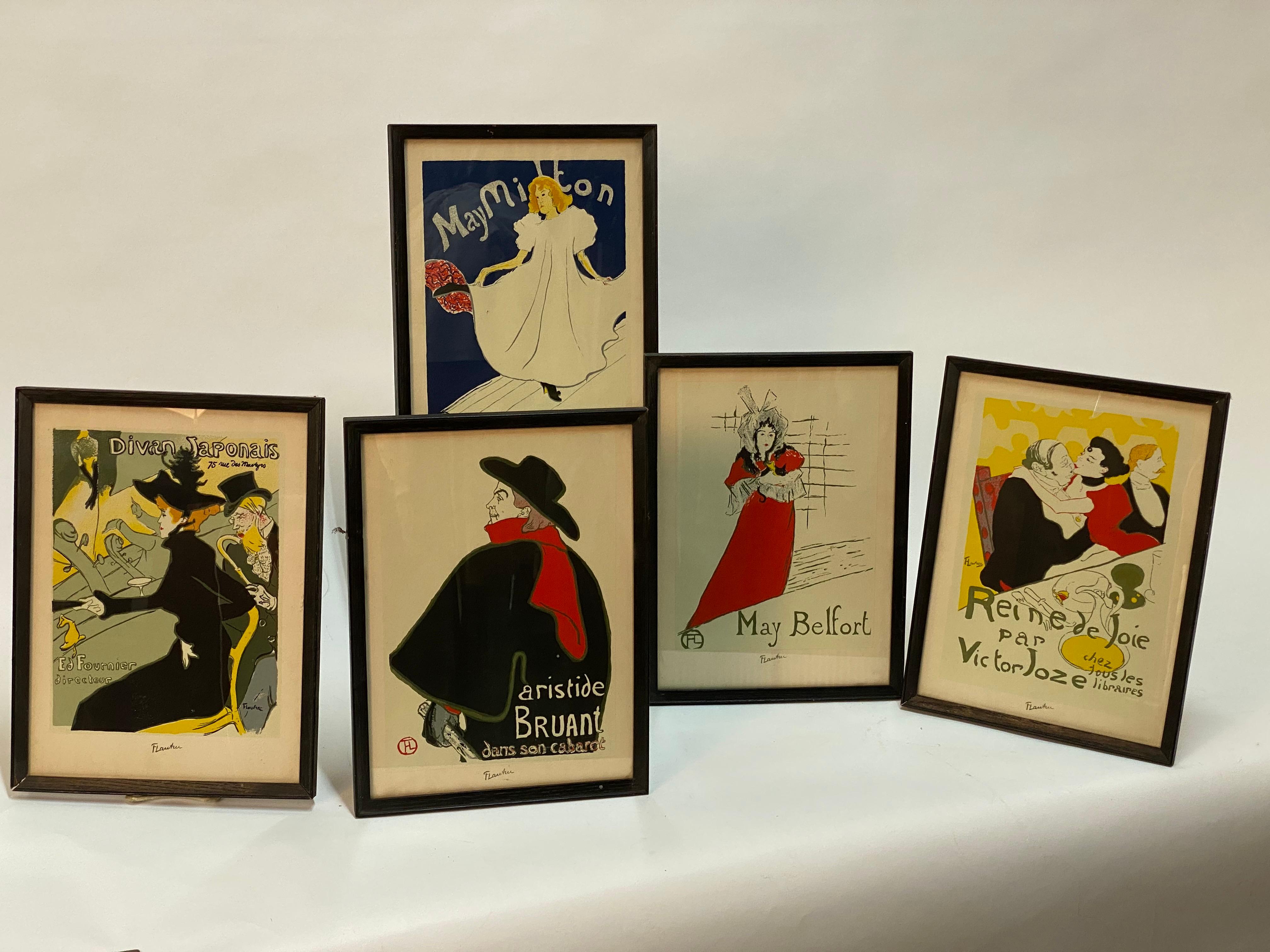 Art Nouveau Henri de Toulouse-Lautrec Screen Prints, A Set of Five For Sale