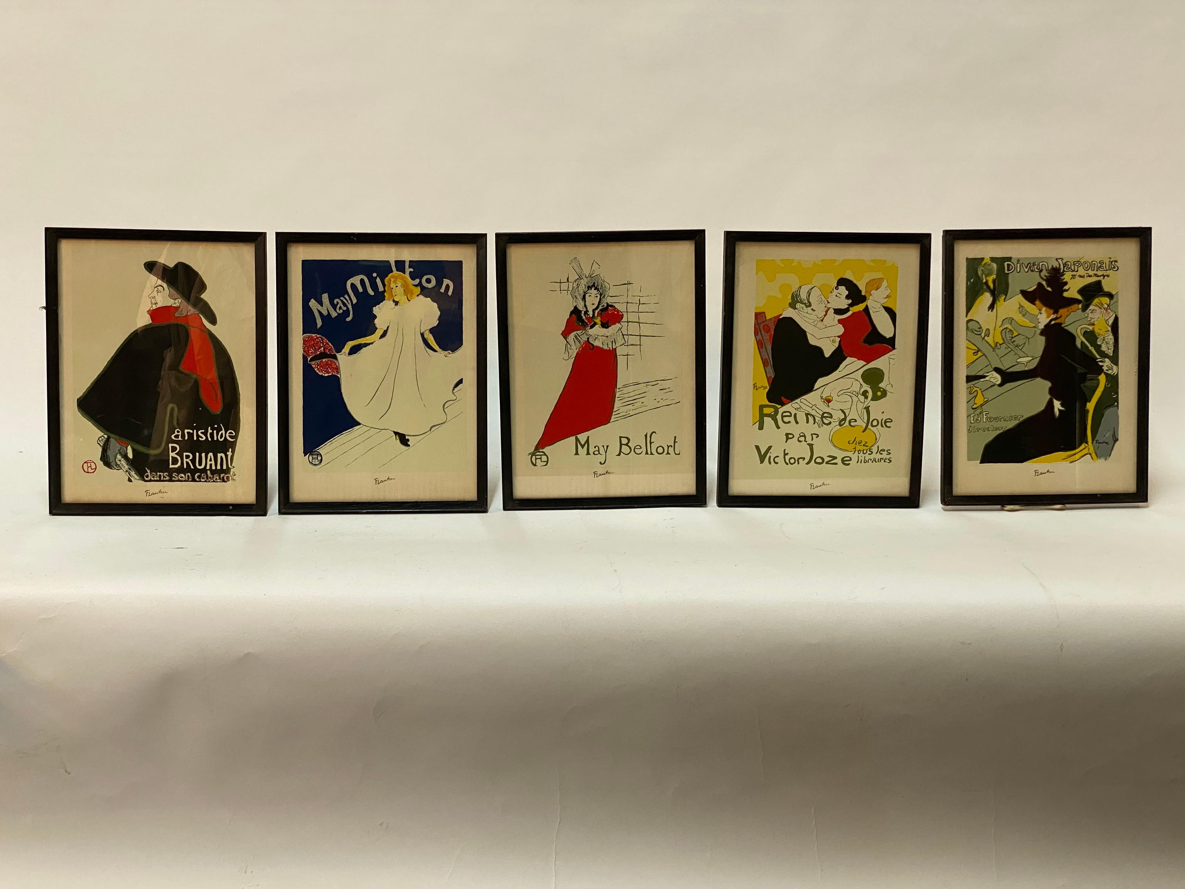 French Henri de Toulouse-Lautrec Screen Prints, A Set of Five For Sale