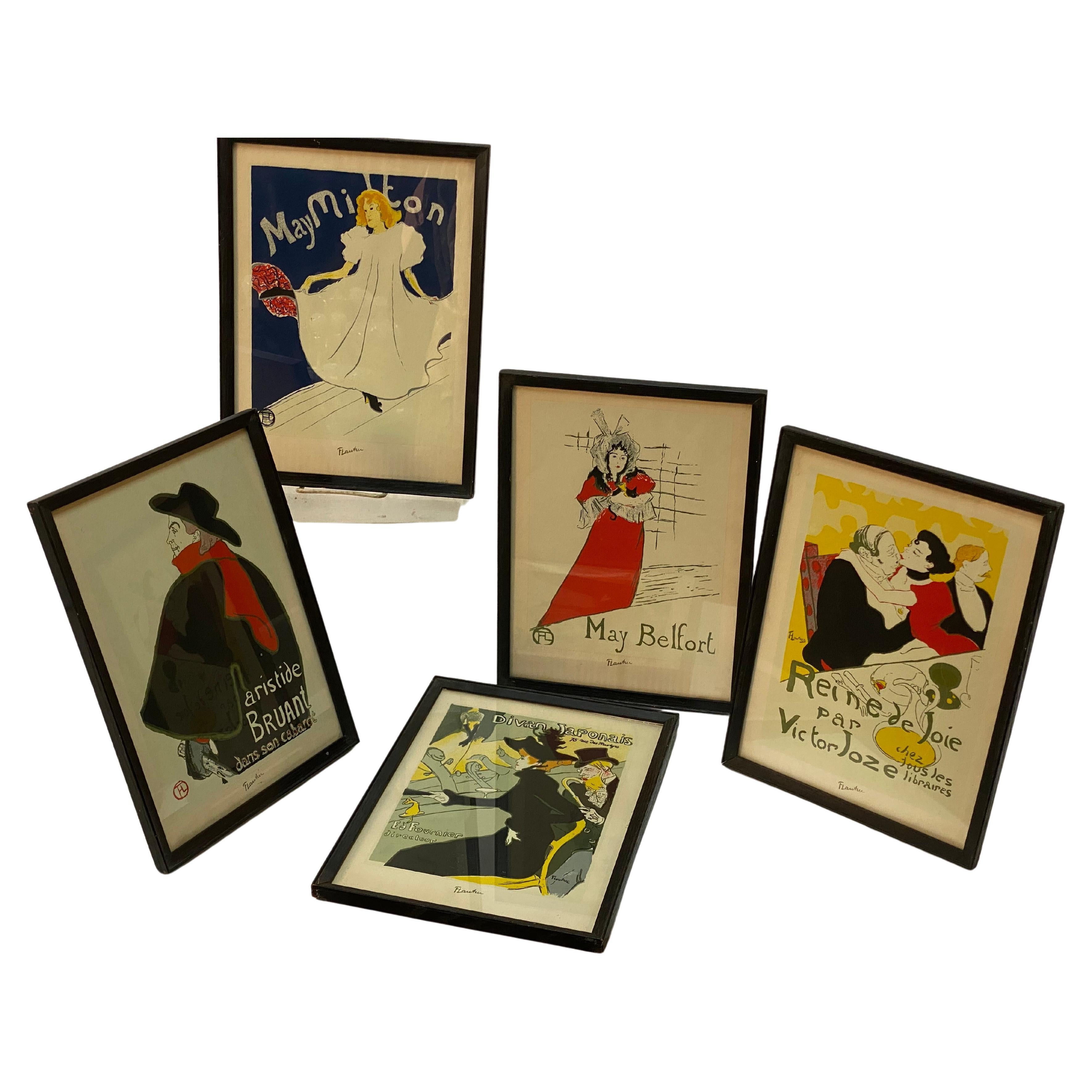 Henri de Toulouse-Lautrec Screen Prints, A Set of Five For Sale