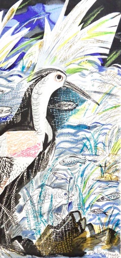 Héron au bord de la riviè, Vingt fables de La Fontaine, Henry de Waroquier