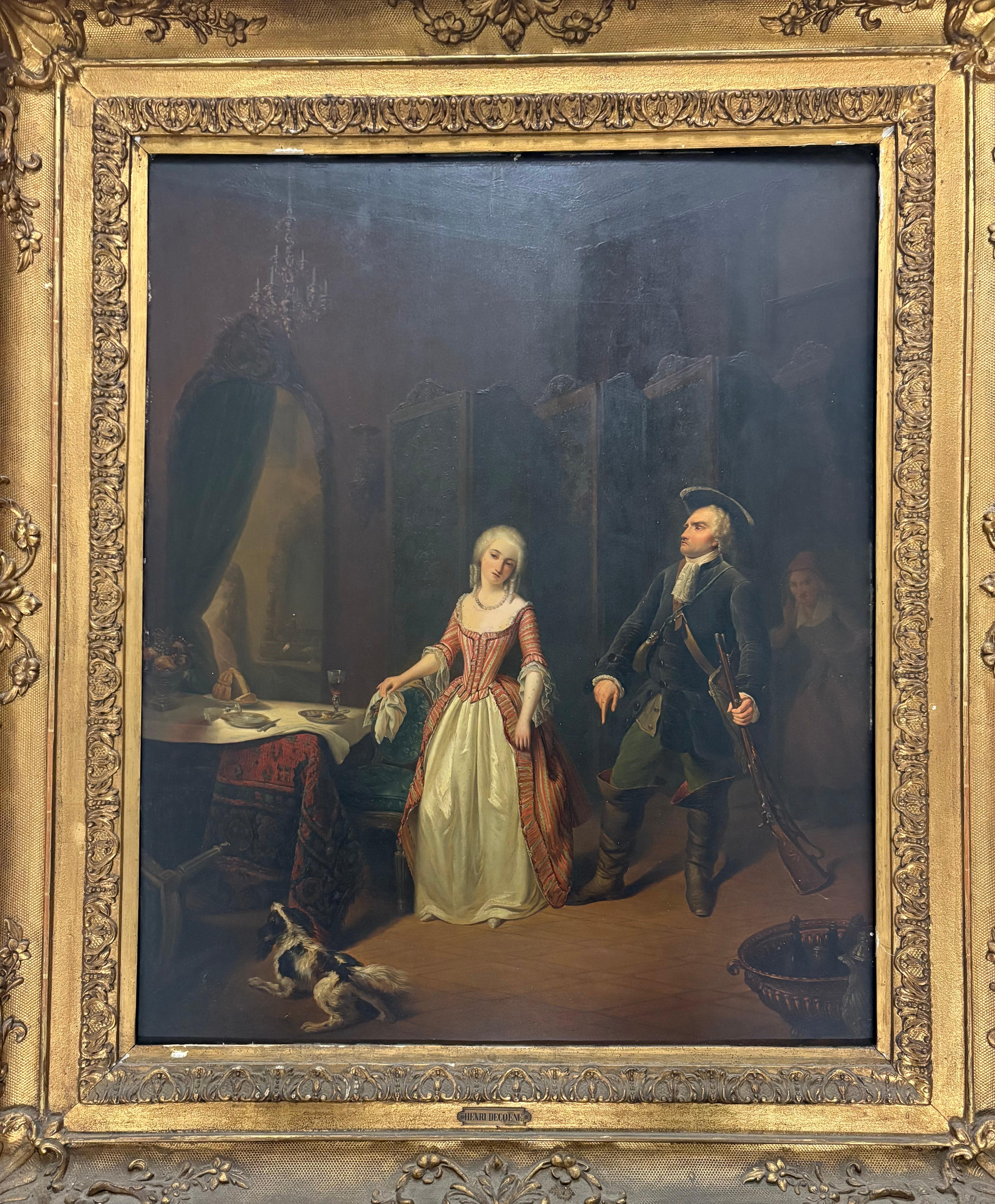 Henri Decoene 19. Jahrhundert original Ölgemälde auf Karton . Das Gemälde ist in einem guten Zustand. Der Rahmen hat einige Schäden. Maße 38x33