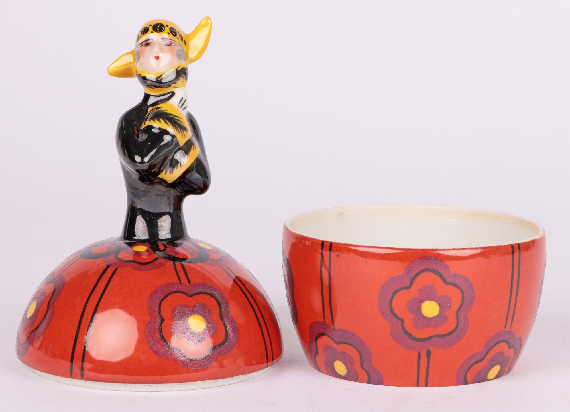 Mid-20th Century Henri Delcourt French Art Deco Porcelain Figural Bonbonnerie For Sale