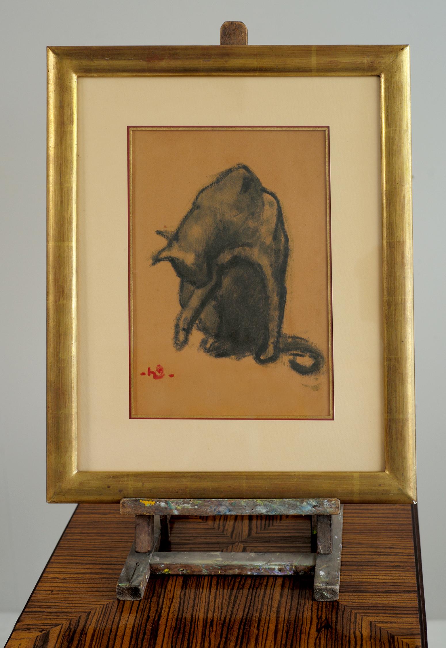 Henri Deluermoz, Licking Cat, France, 1920 In Good Condition In Catonvielle, FR