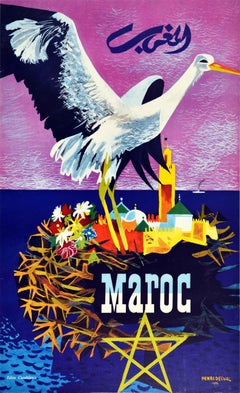Original Vintage Poster Maroc Morocco North Africa Travel Advertising Art Design