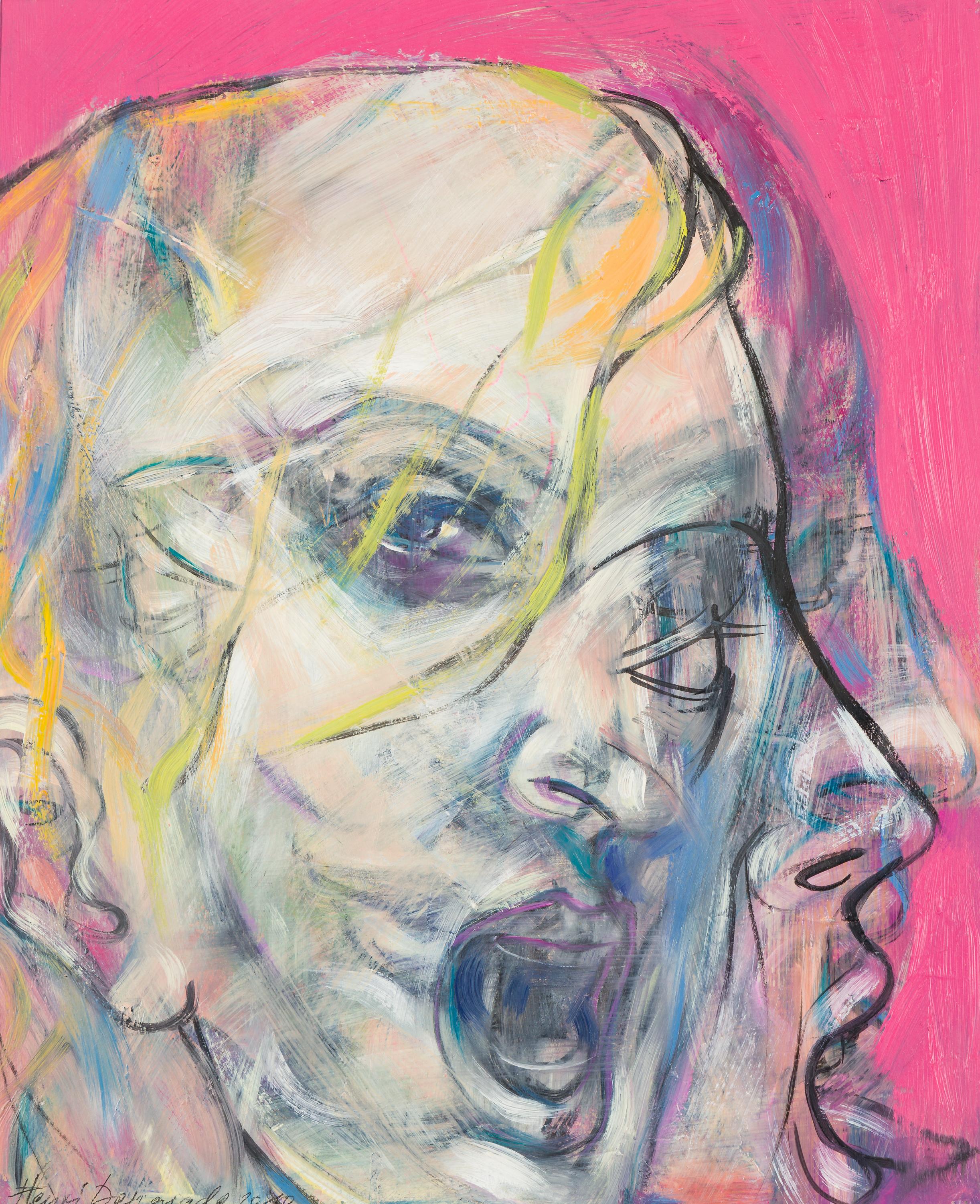 Abstract Painting di Henri Deparade - Kopf-2 (Triptychon)