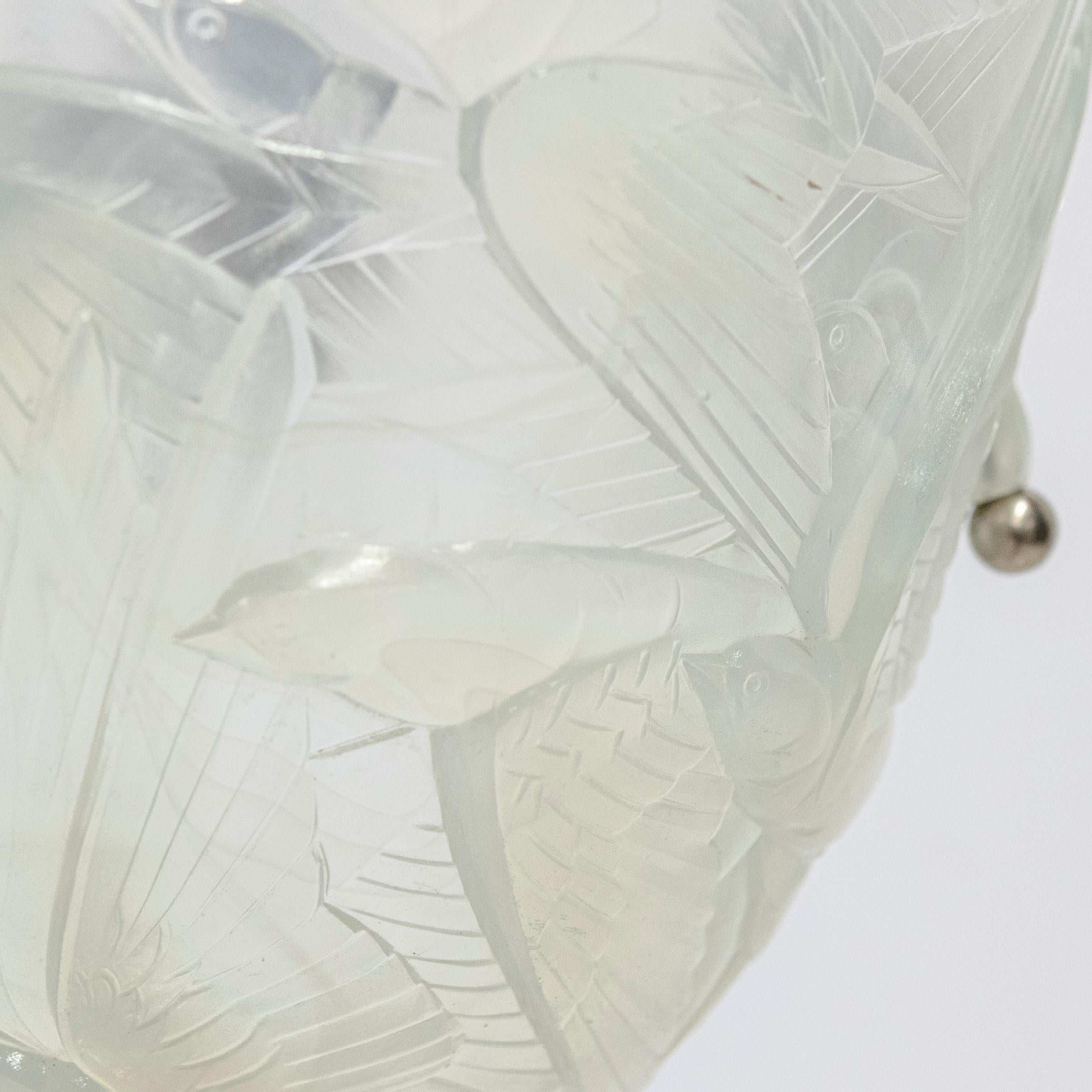 Henri Dieupart Abstract Art Deco Bird Bowl Pendant Light For Sale 5