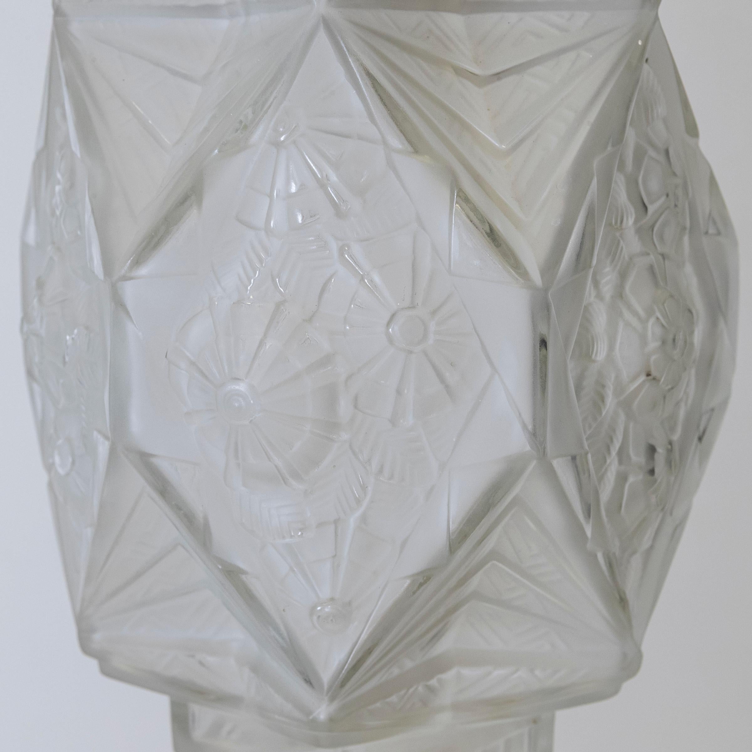 Henri Dieupart Abstract Art Deco Bird Bowl Pendant Light In Good Condition For Sale In Ware, GB