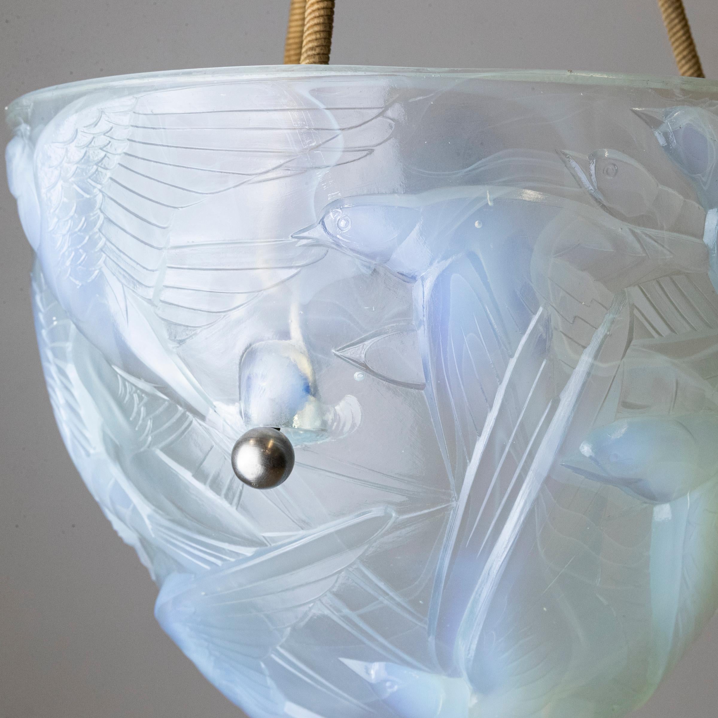 Henri Dieupart Abstract Art Deco Bird Bowl Pendant Light For Sale 1