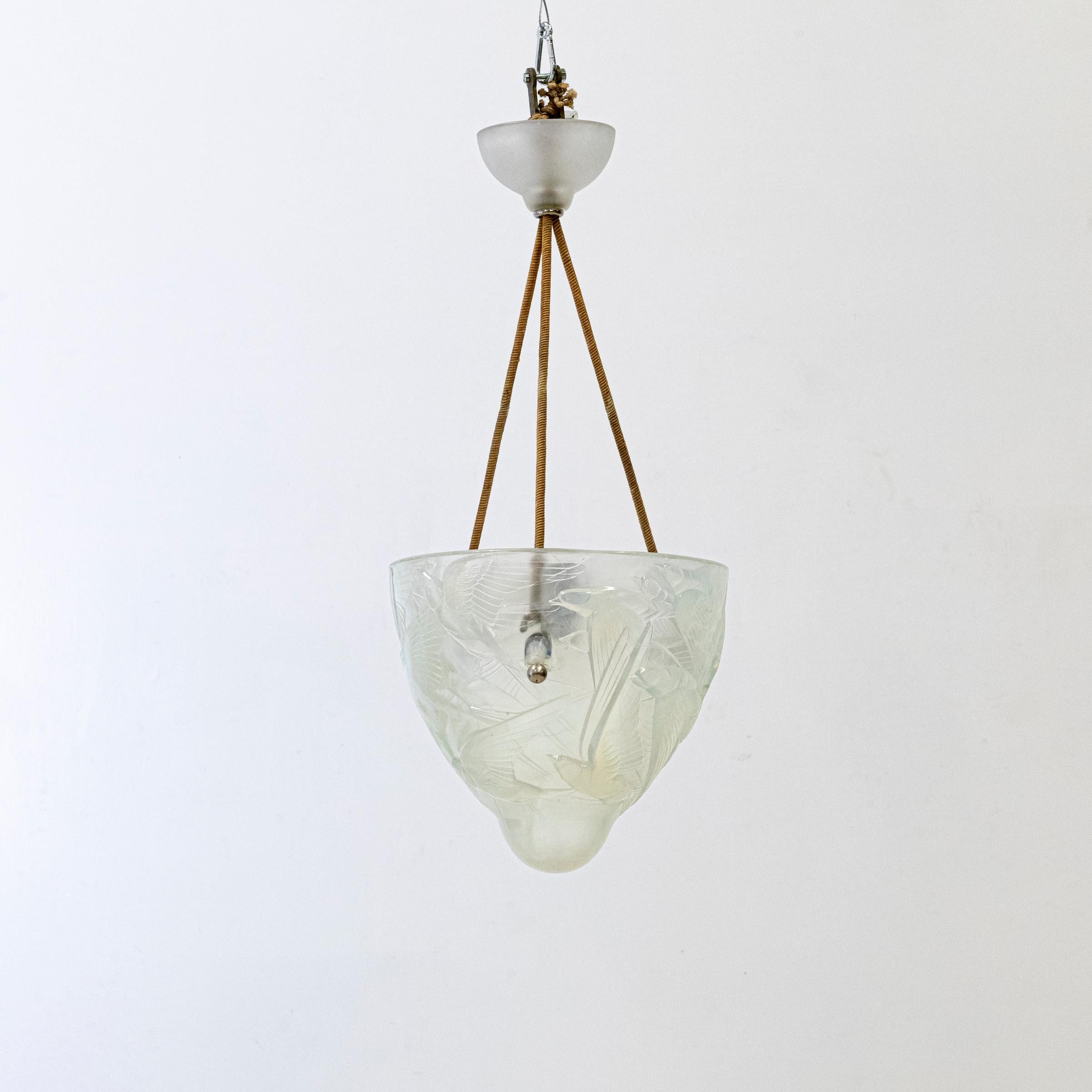 Henri Dieupart Abstract Art Deco Bird Bowl Pendant Light For Sale 4