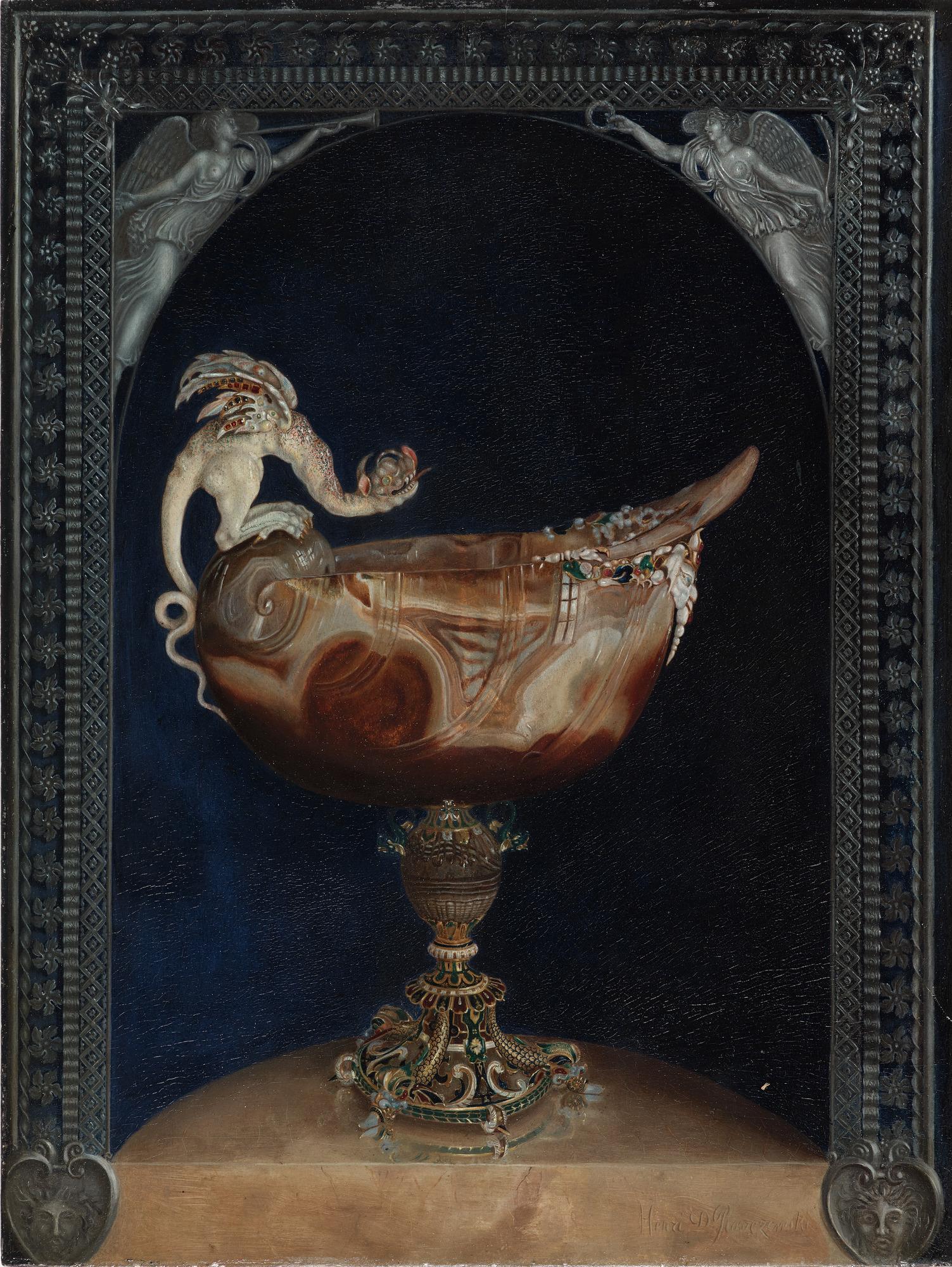 Agate Cup with Handle in the Form of a Dragon ("Aguière d'Agathe") - Painting by Henri Dominique Roszezewski