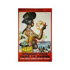 1927 Original Poster of Henri Dormoy engage the French Navy - Marine Nationale