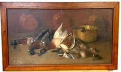 Henri Douzil (1837-1891), nature morte de chasse française « Après la chasse »