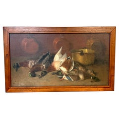 Henri Douzil (1837-1891), nature morte de chasse française « Après la chasse »