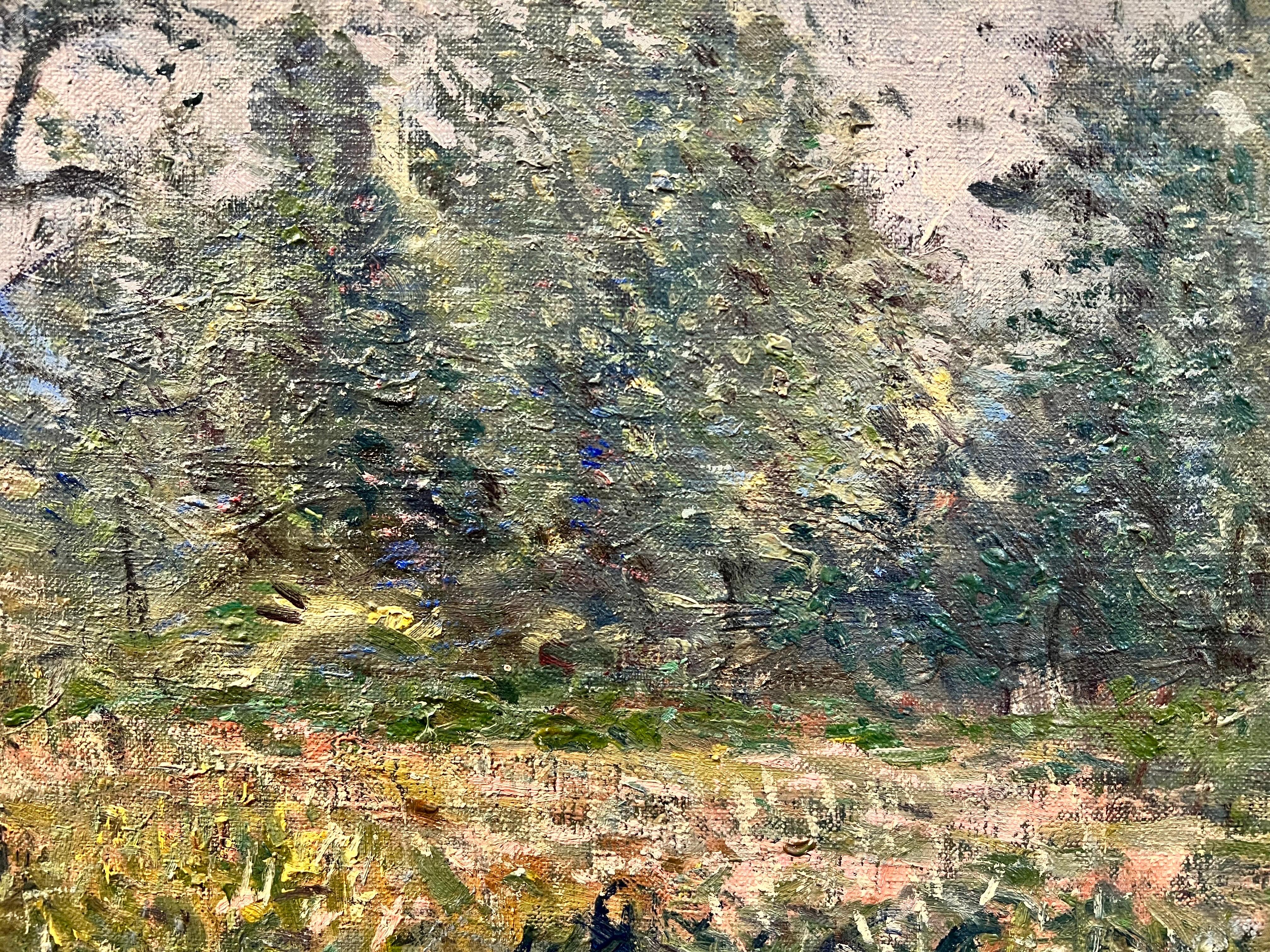 Superbe paysage à l'huile impressionniste français Wild Meadows & Trees des années 1900, signé - Painting de Henri Dreyfus-Lemaître (1878 – 1947)