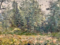 Superb c.1900's French Impressionist Signed Oil Wild Meadows & Trees Landscape