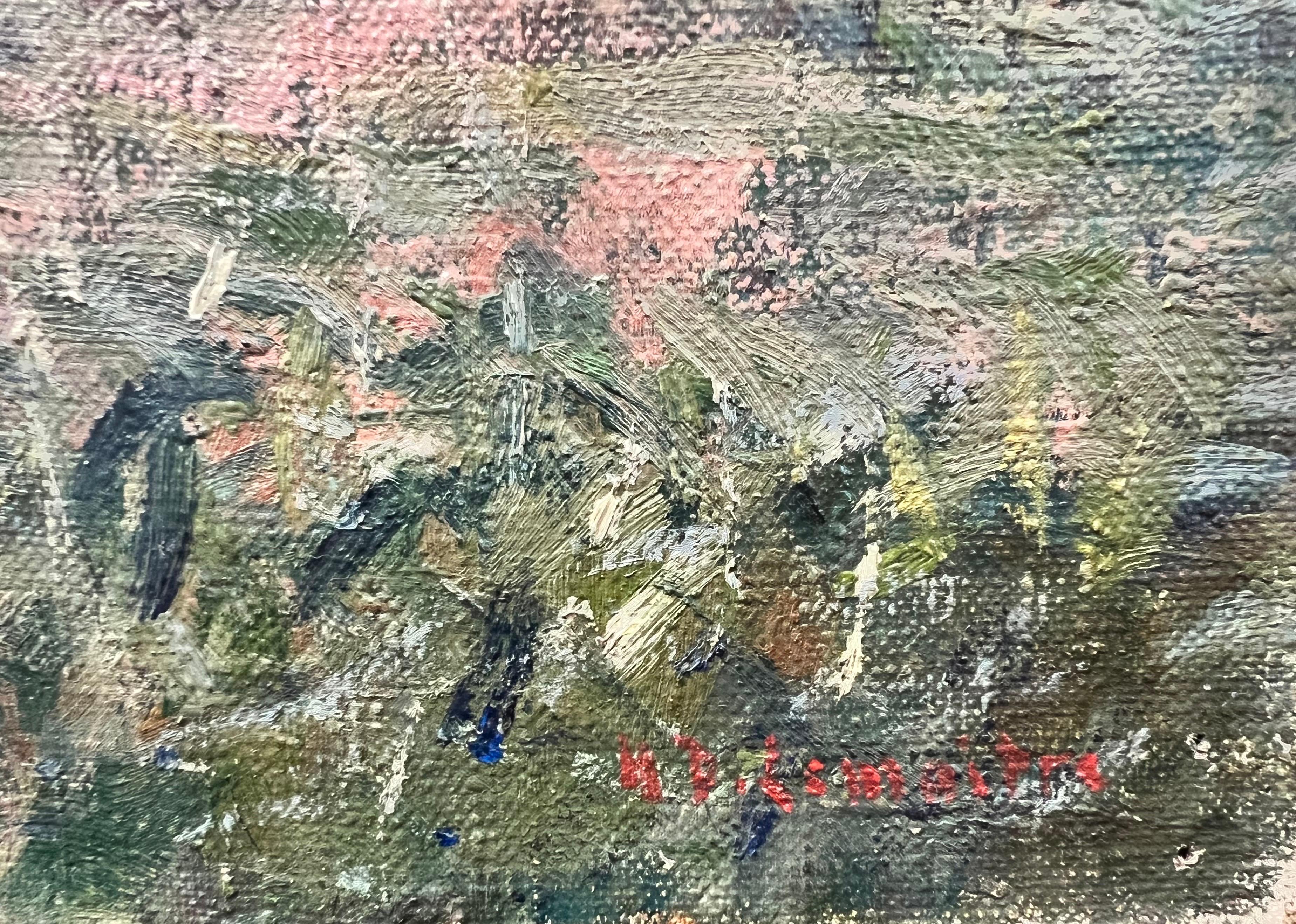 Französische impressionistische Ölgemälde Wild Meadows & Bäume Landschaft, signiert, um 1900 (Grau), Landscape Painting, von Henri Dreyfus-Lemaître (1878 – 1947)