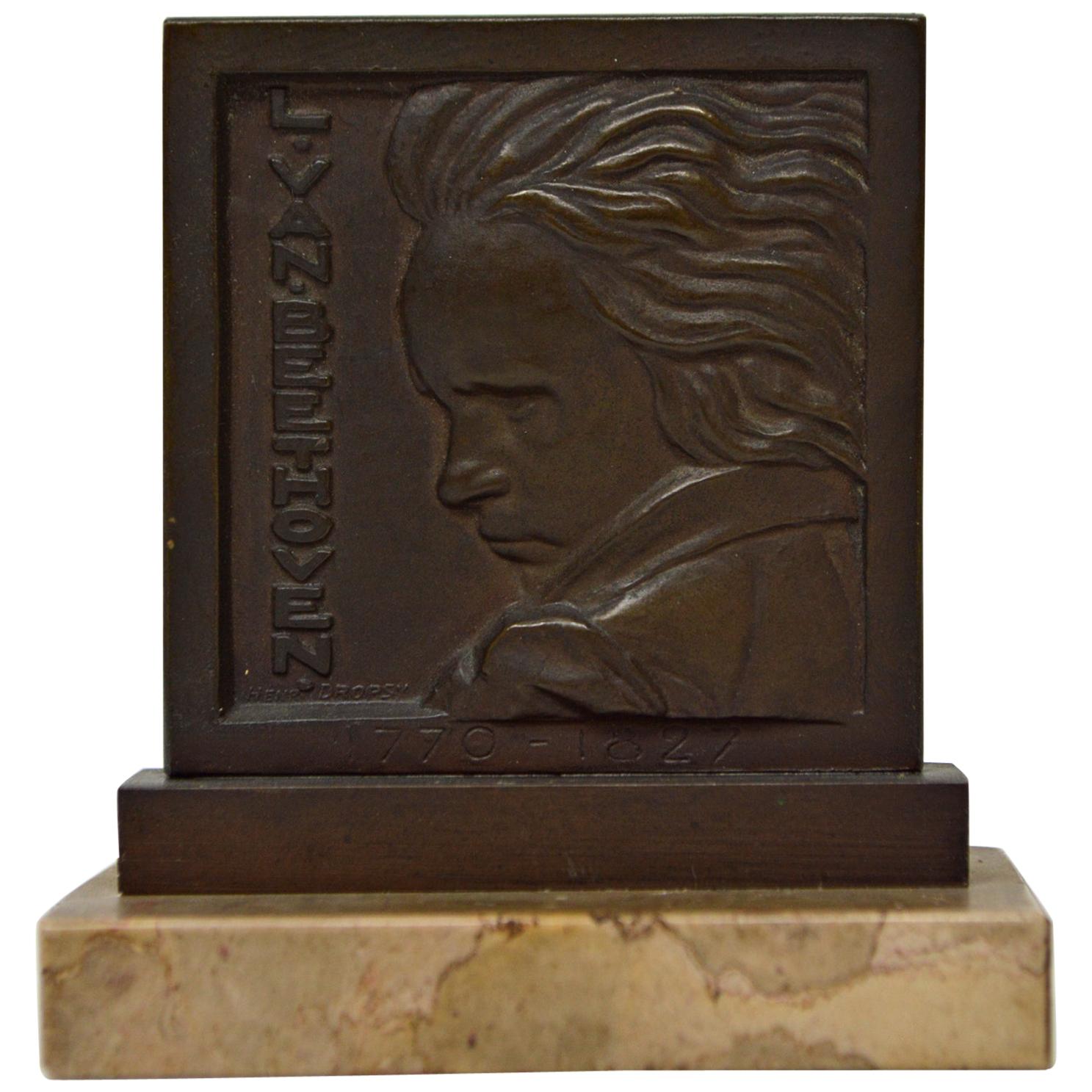 Henri Dropsy, Bronze Medal "Beethoven", 1920s For Sale