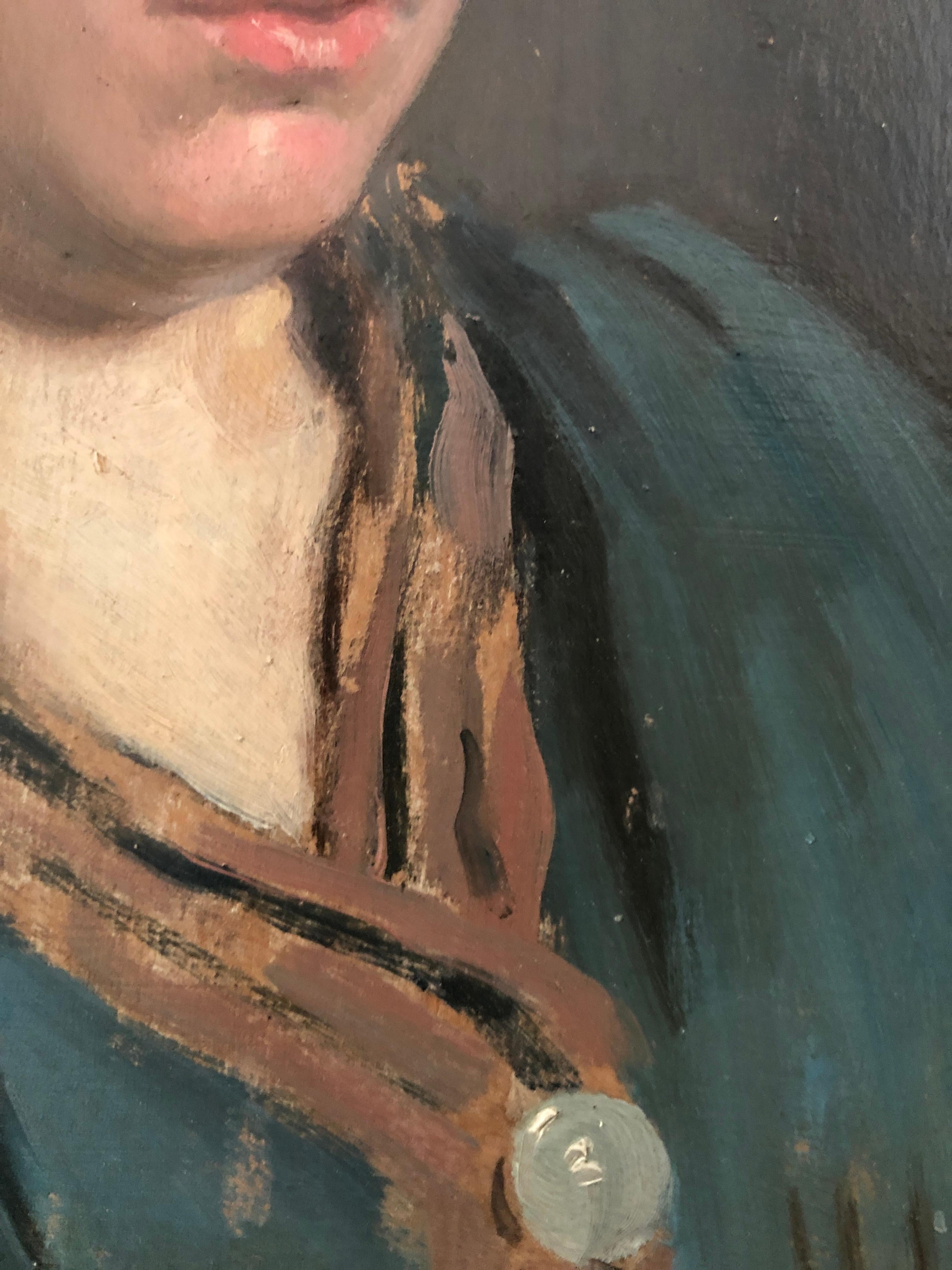 Portrait of Amélie Dufaux - Brown Portrait Painting by Henri Dufaux