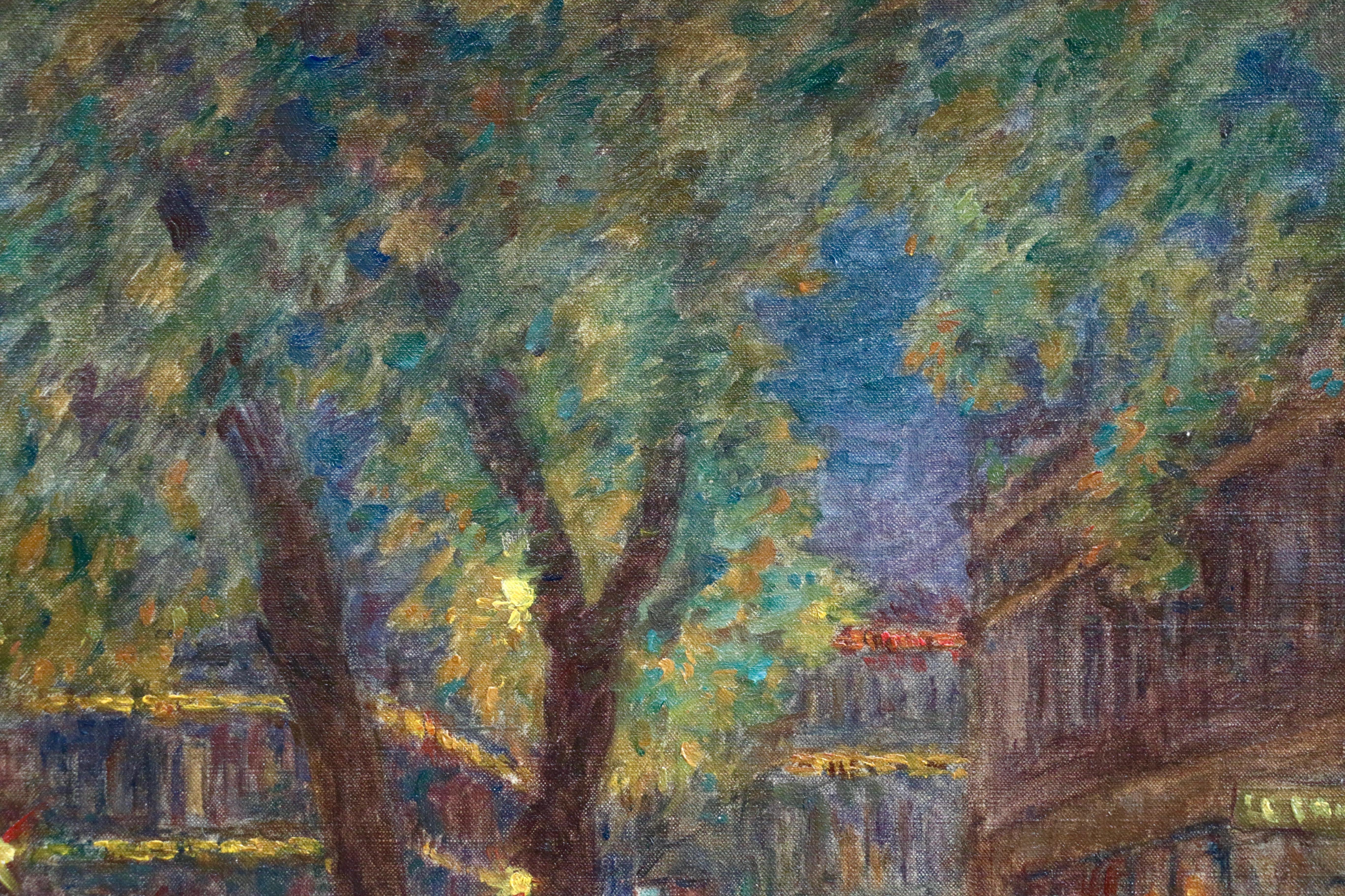 Avenue De L'Opera - Paris - Night - Figures in Street Scene by Henri Duhem 1