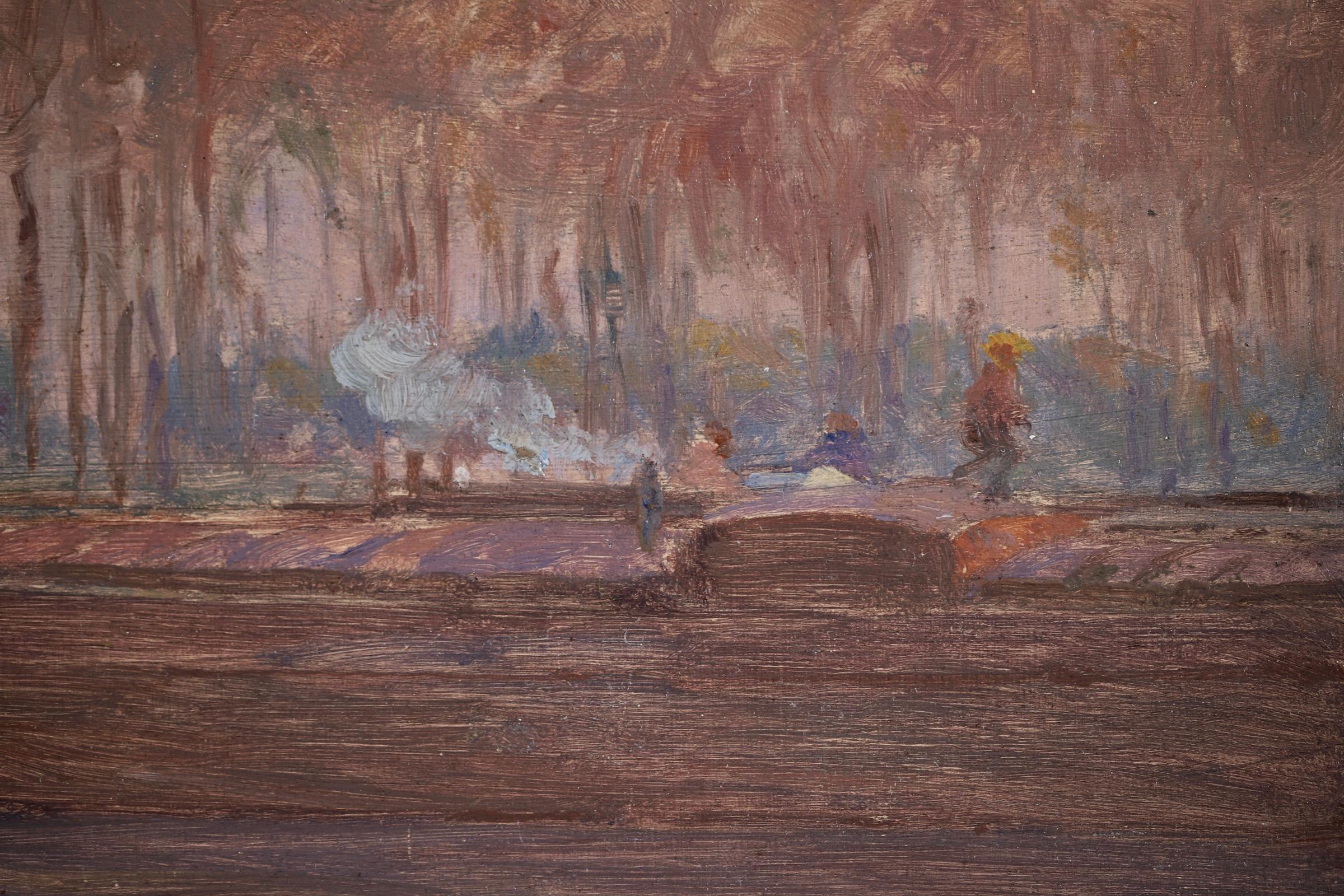 Barges on the River - Impressionist Oil, Boats in Landscape by Henri Duhem 5
