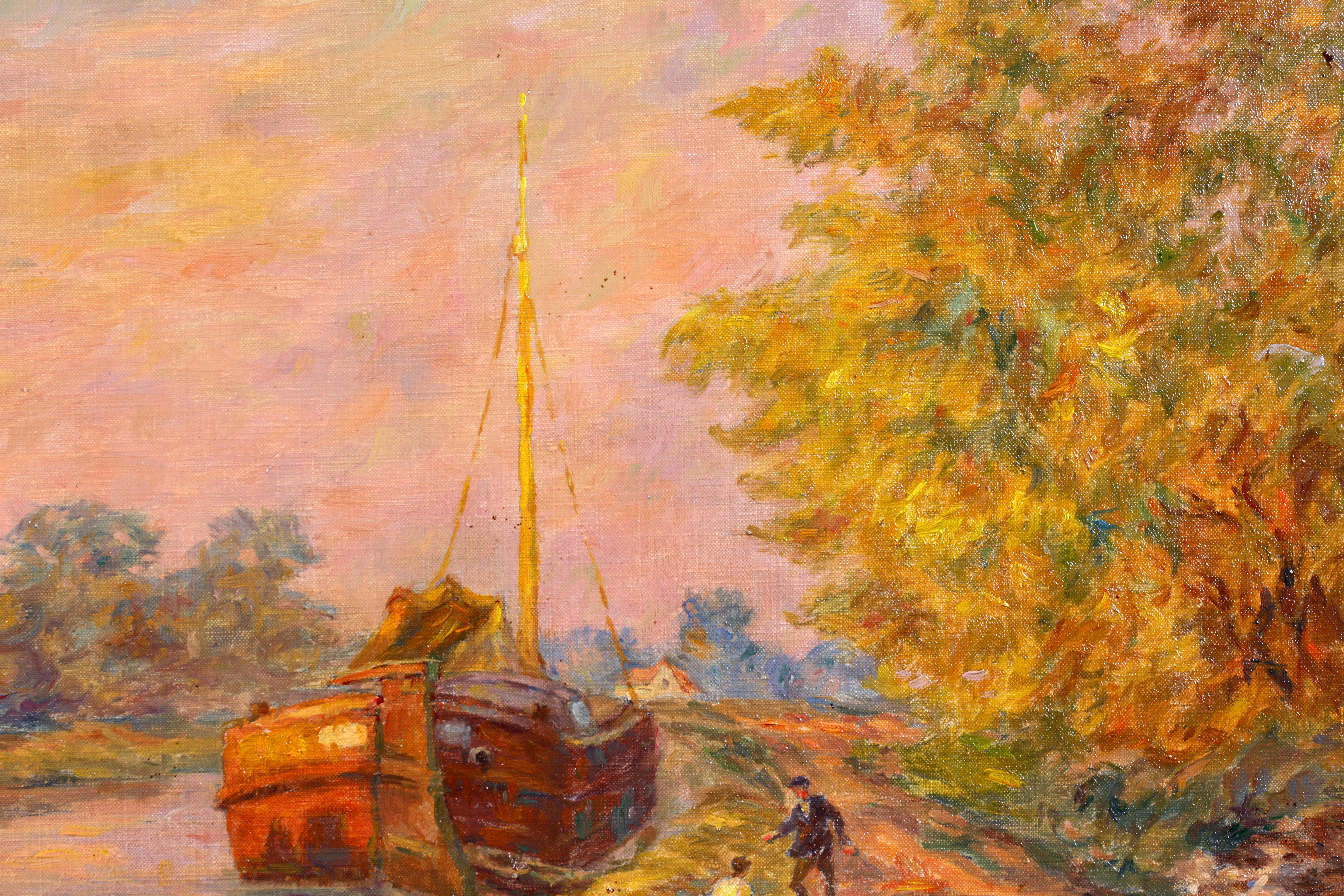 Belandre au soleil couchant  Impressionistisches lgemlde, Landschaft von Henri Duhem im Angebot 4