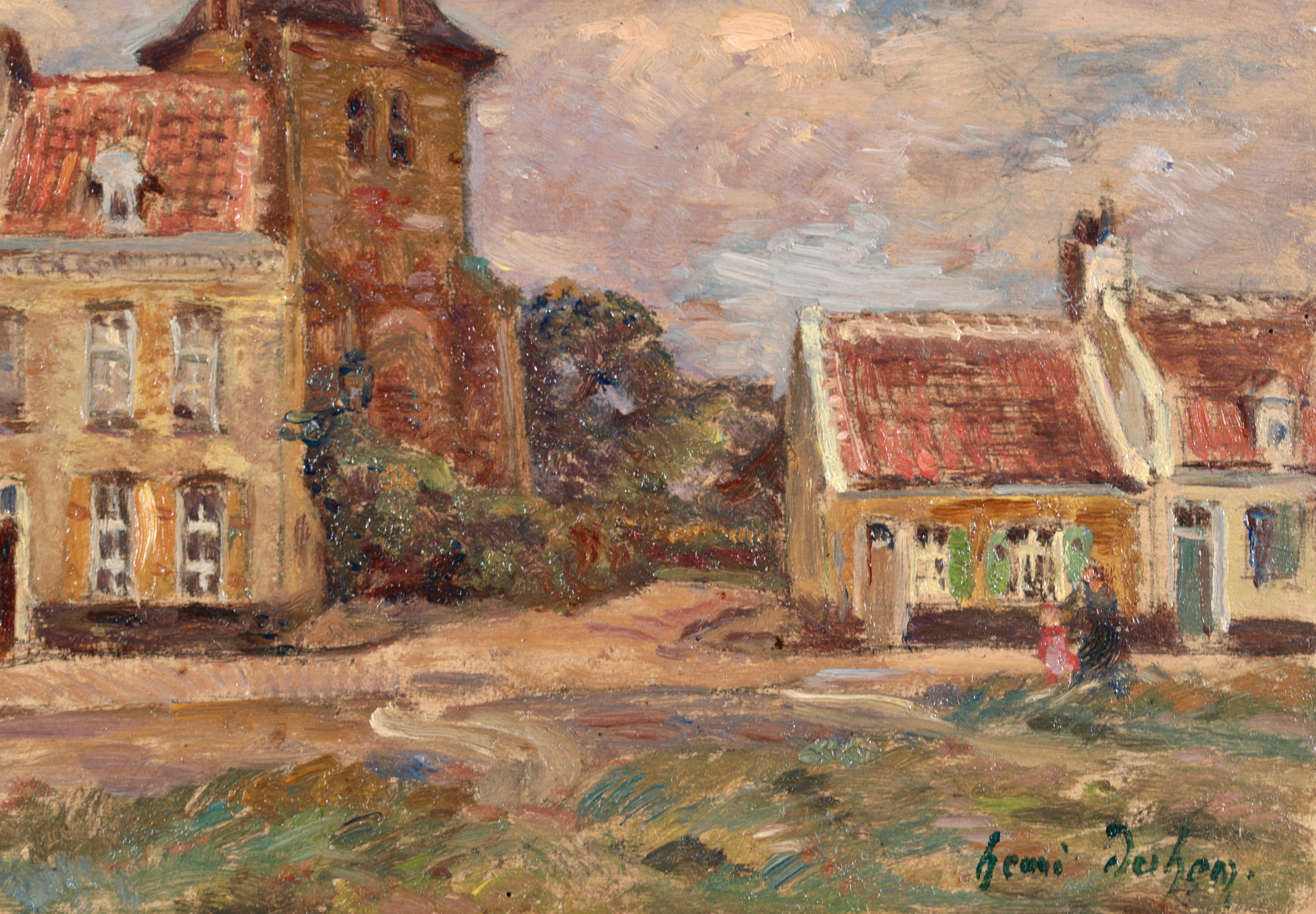 Bergues - Impressionist Oil, Figures in Landscape by Henri Duhem For Sale 3