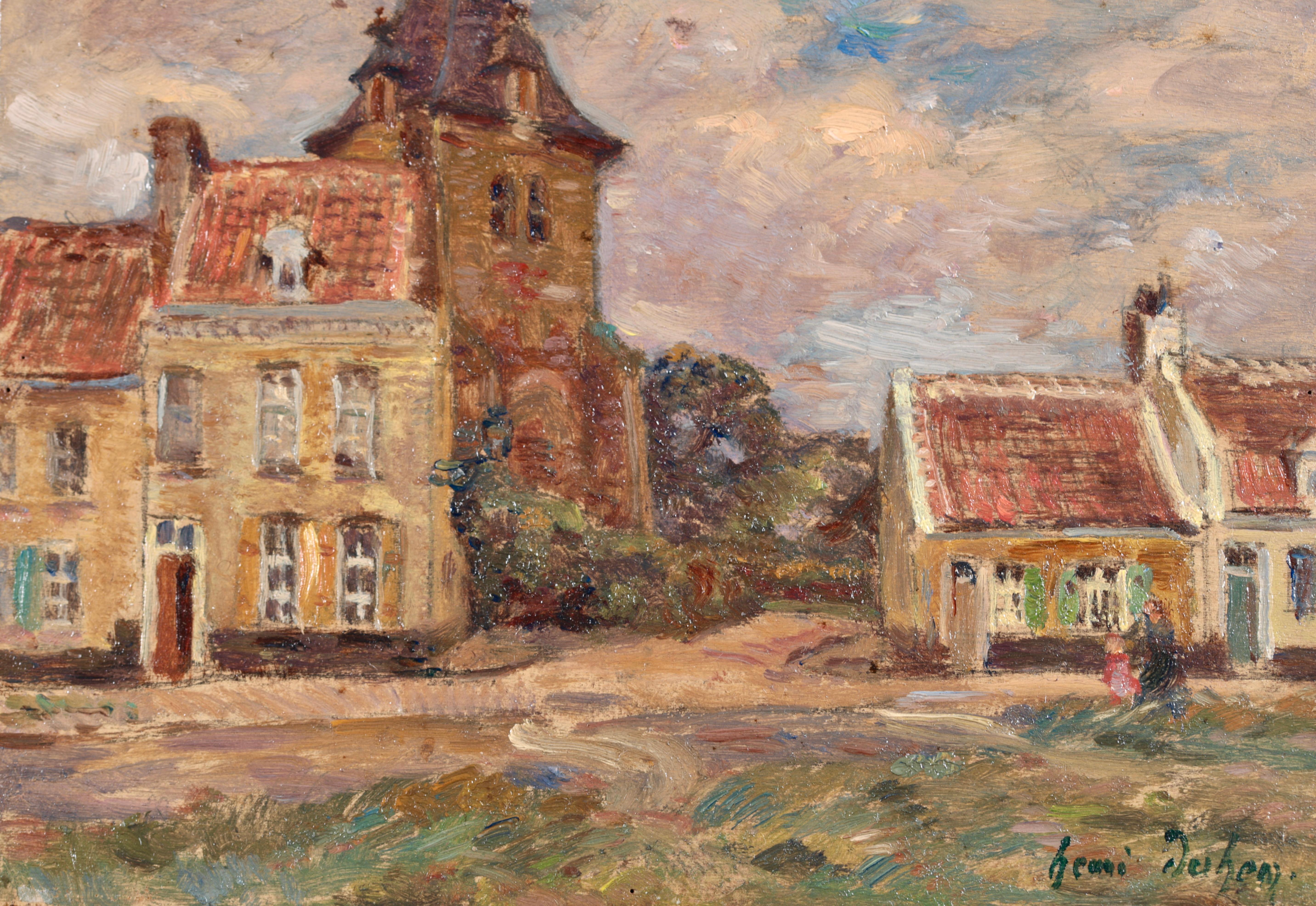 Bergues - Huile impressionniste, Figures in Landscape d'Henri Duhem en vente 4